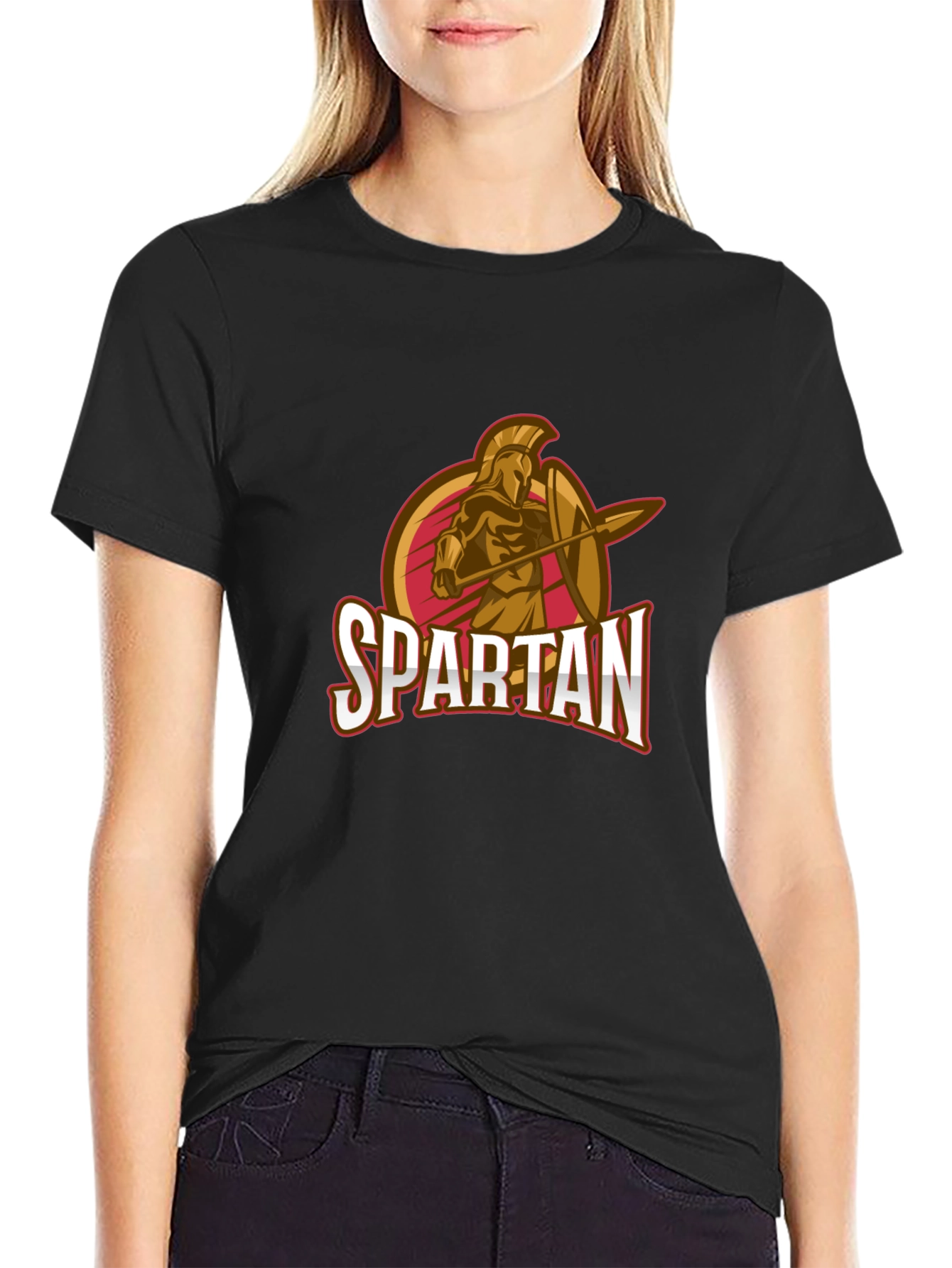 Spartan Warrior Graphic T-Shirt - Black