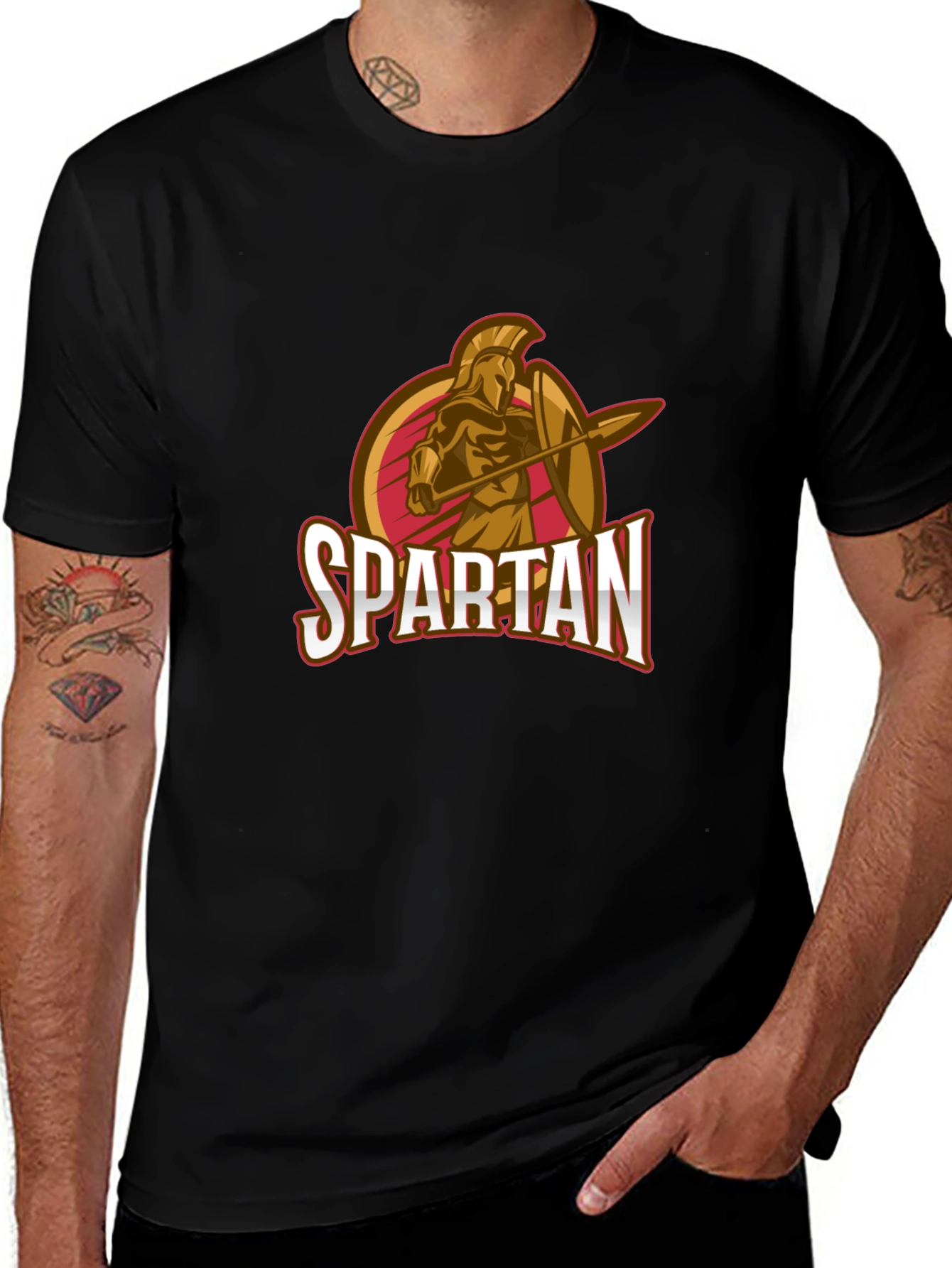 Spartan Warrior Graphic T-Shirt - Black