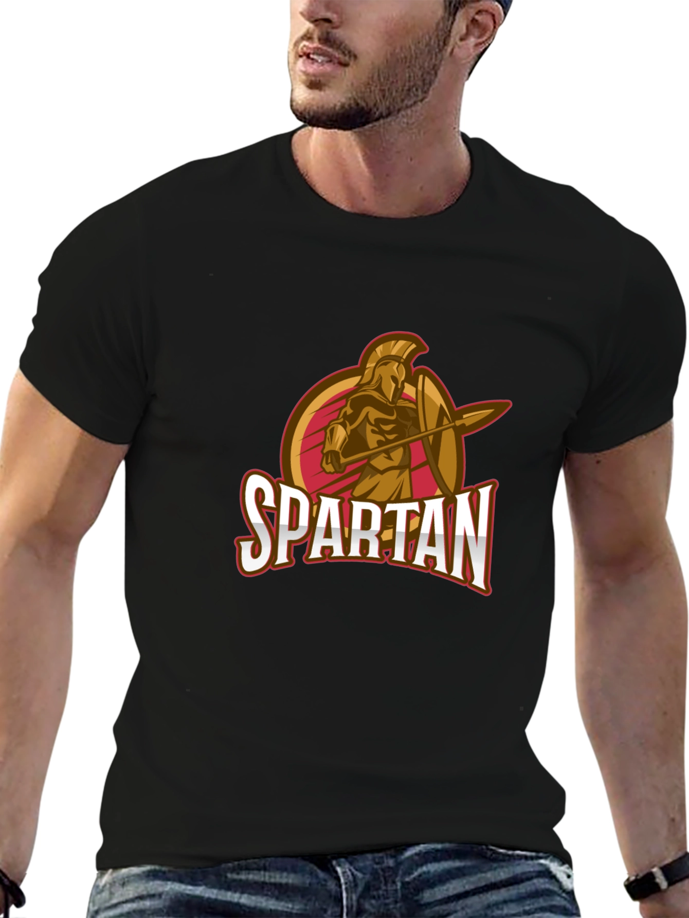 Spartan Warrior Graphic T-Shirt - Black
