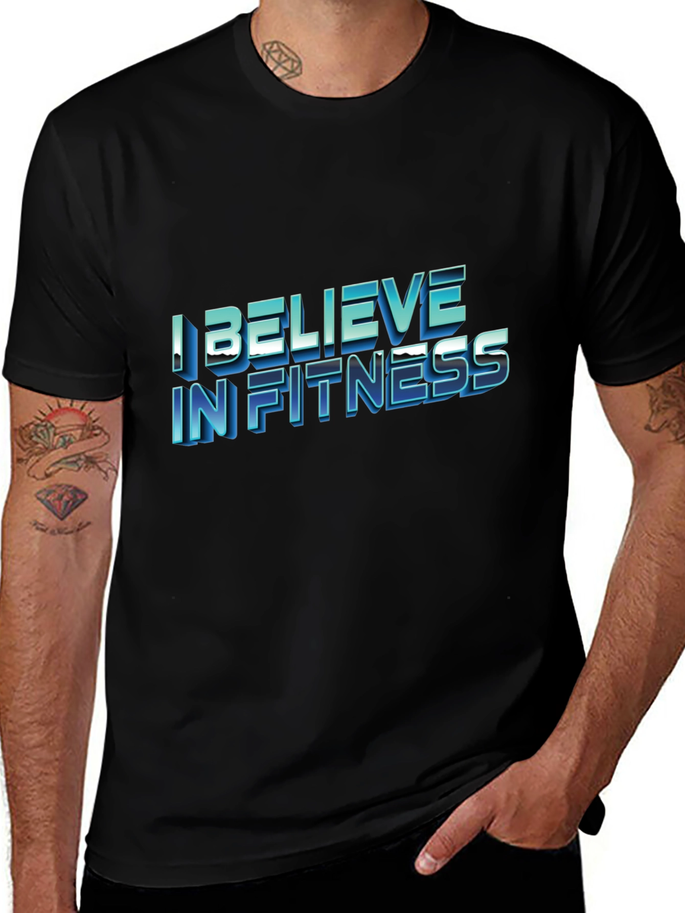 I Believe In Fitness Black T-Shirt