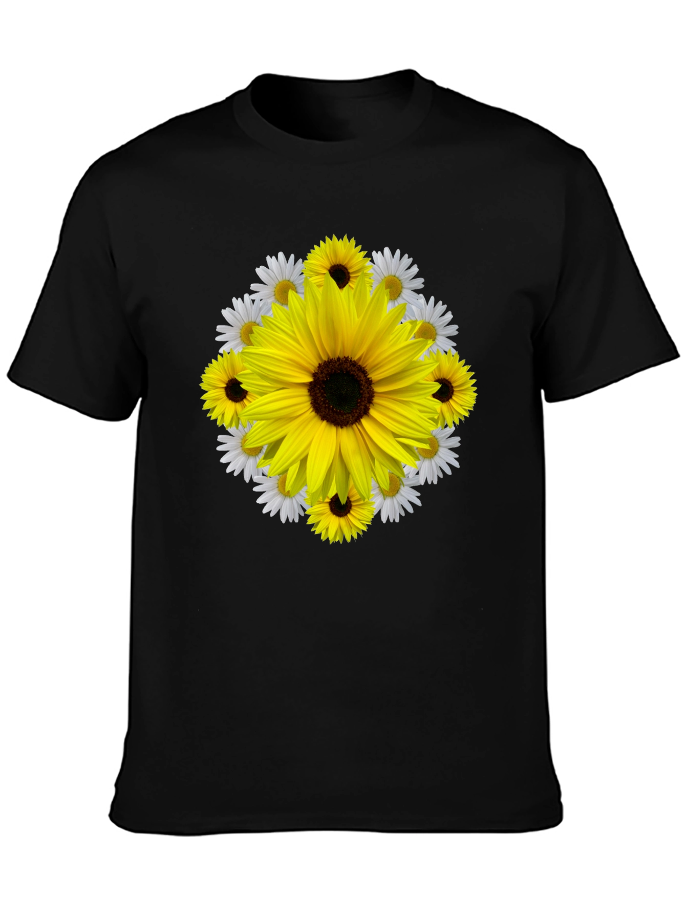 Sunflower & Daisy Graphic Tee - Black