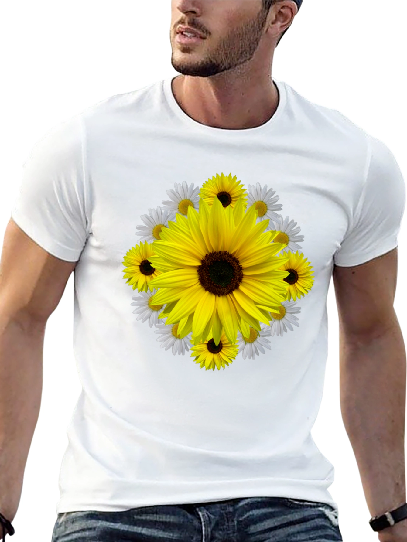 Sunflower & Daisy Graphic Tee - Black