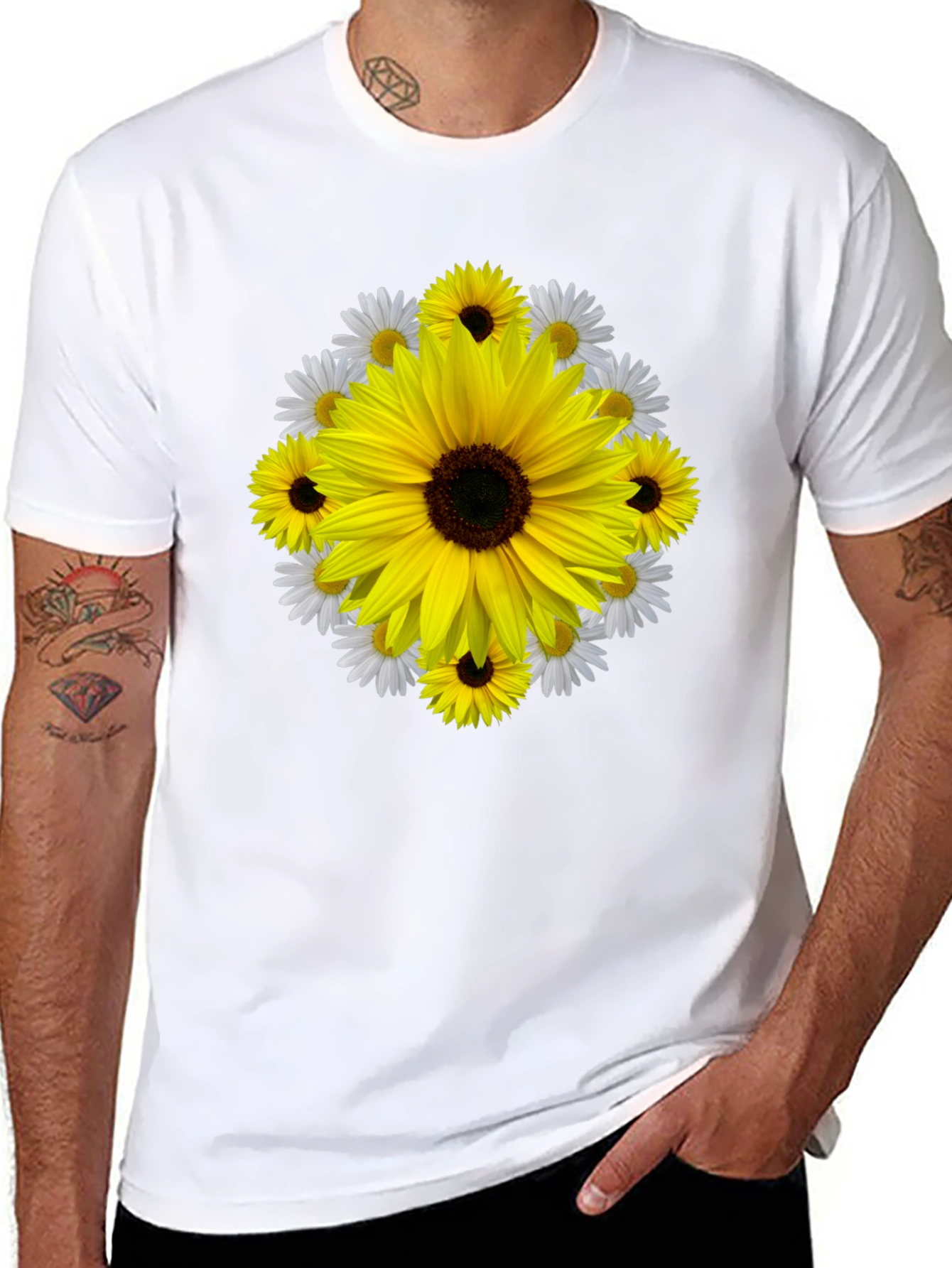 Sunflower & Daisy Graphic Tee - Black