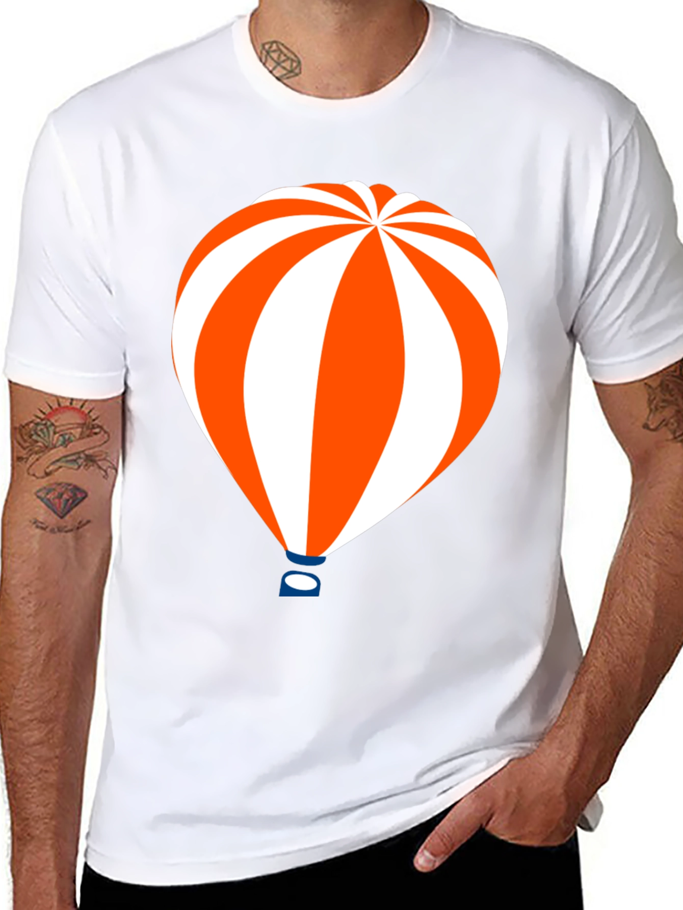 Hot Air Balloon Graphic Tee - Black Cotton T-Shirt