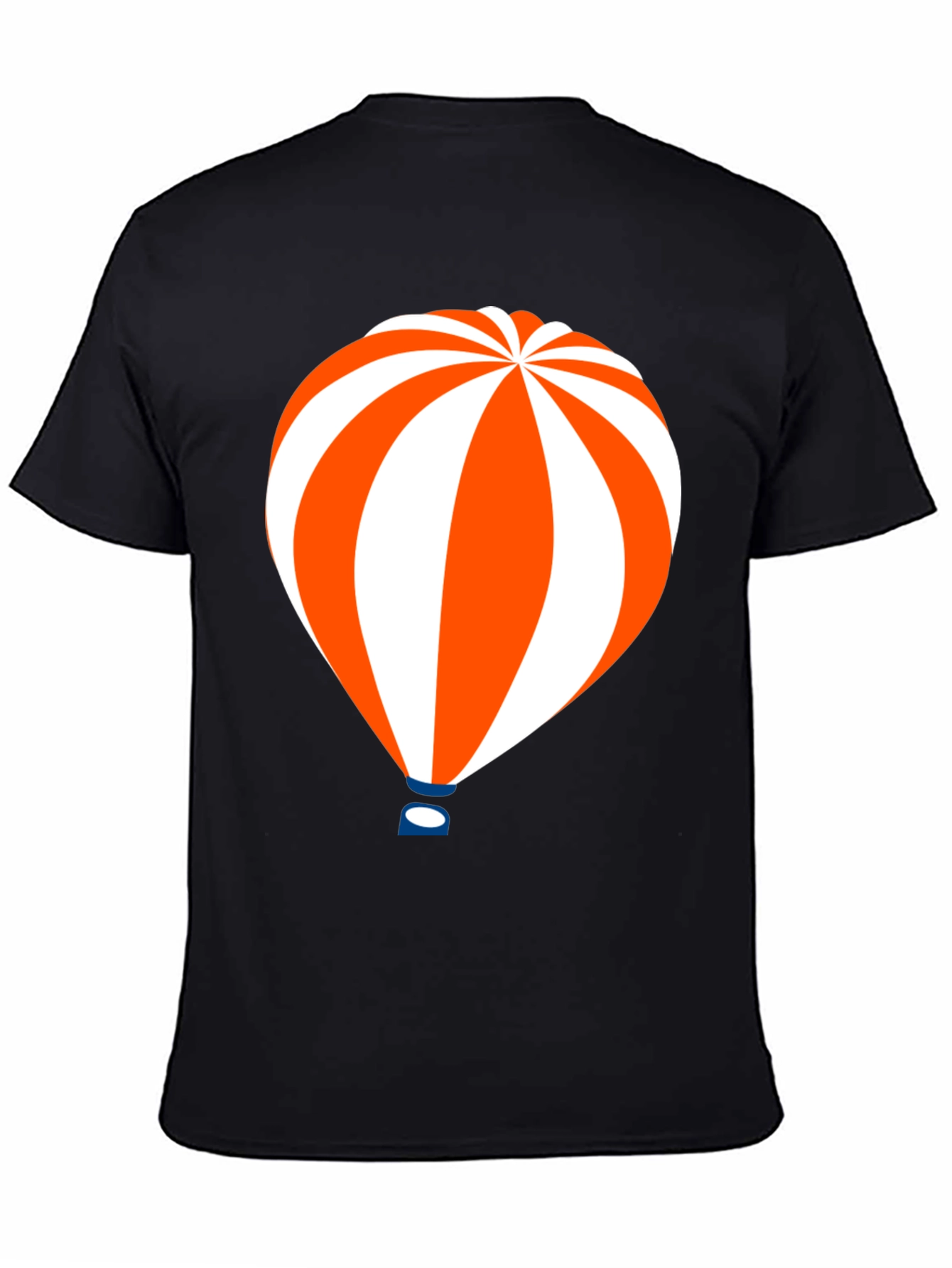 Hot Air Balloon Graphic Tee - Black Cotton T-Shirt