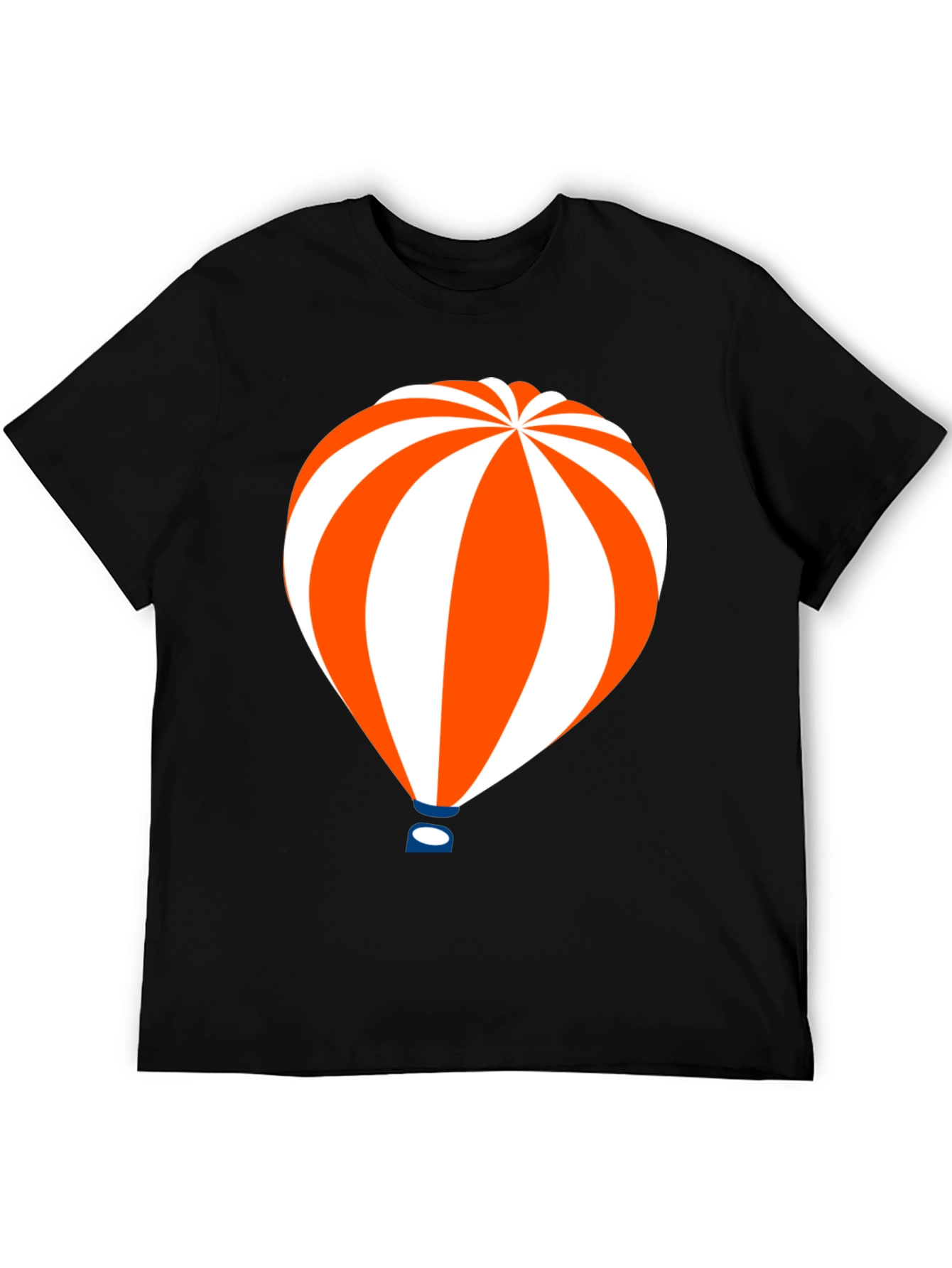 Hot Air Balloon Graphic Tee - Black Cotton T-Shirt