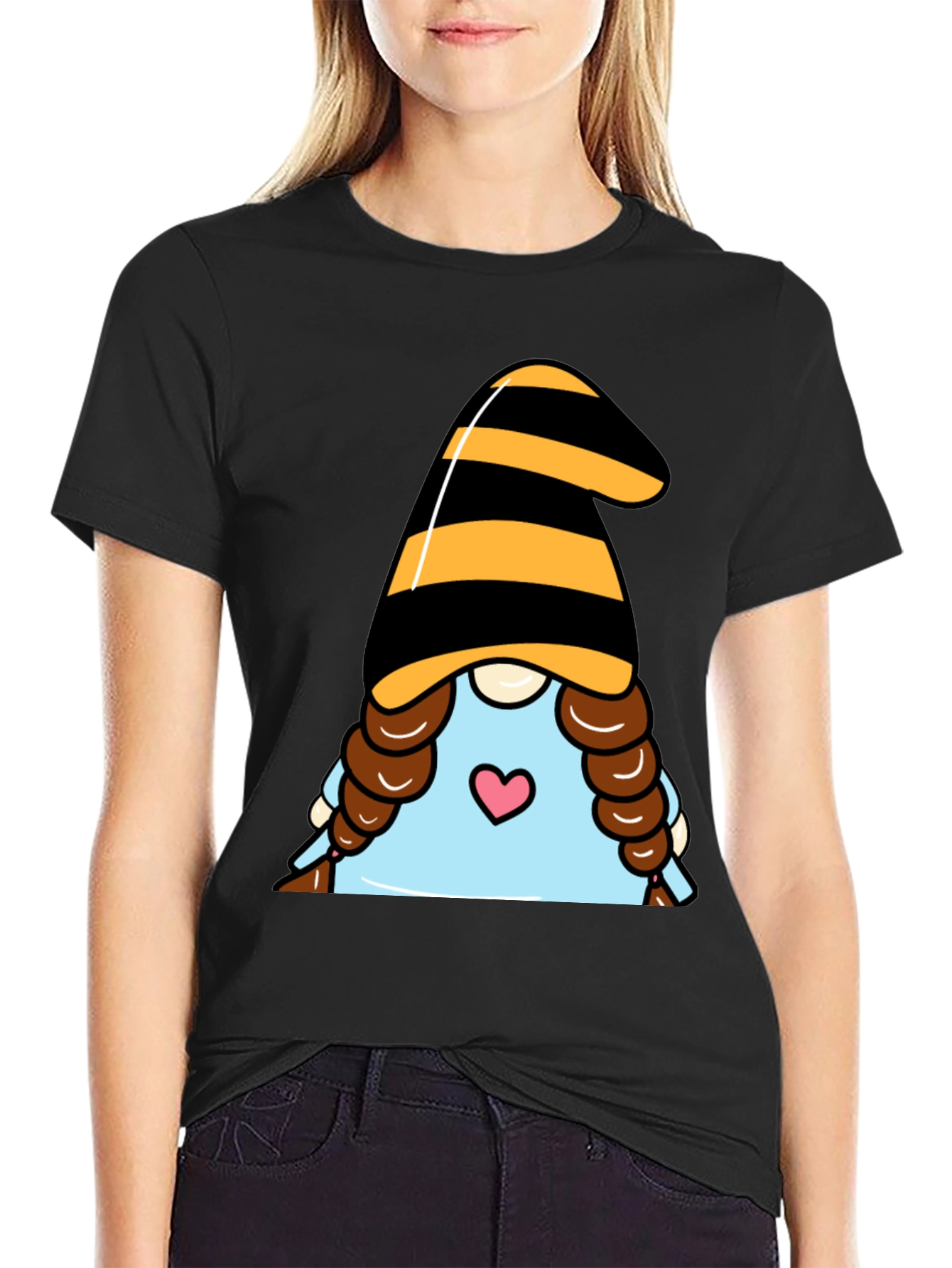 Gnome Valentines Day T-Shirt - Black