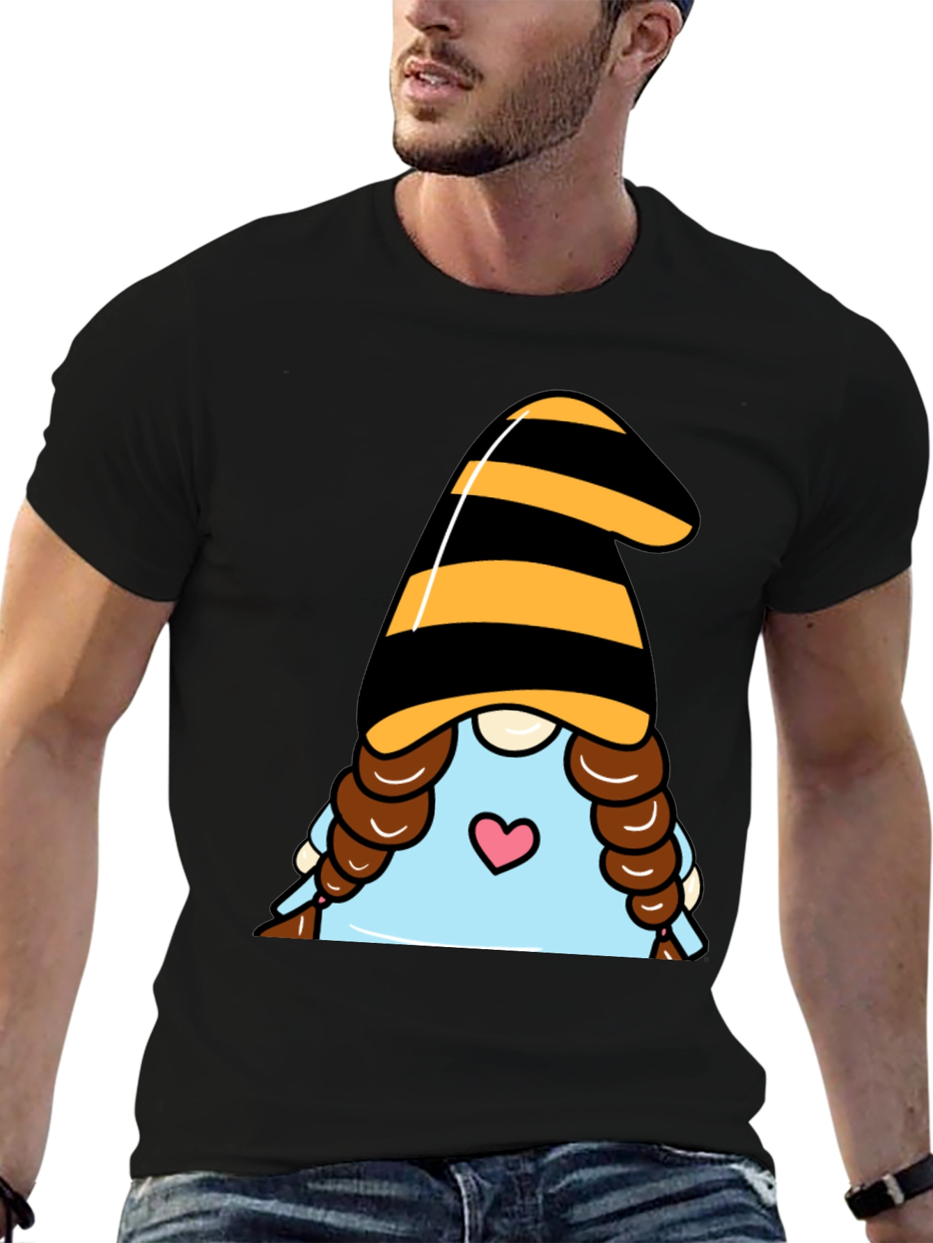Gnome Valentines Day T-Shirt - Black