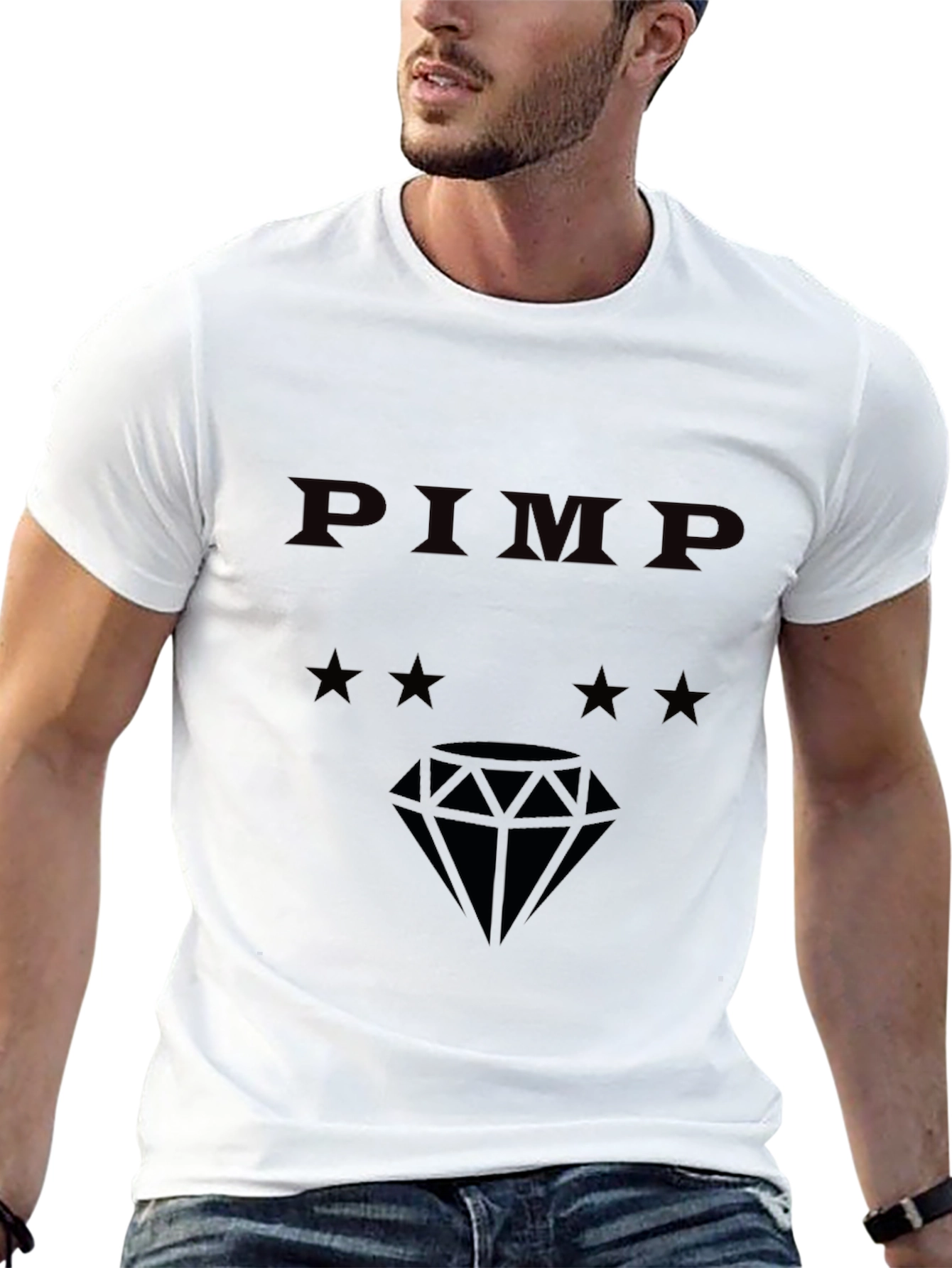 PIMP Diamond Graphic Tee - Black Cotton Blend