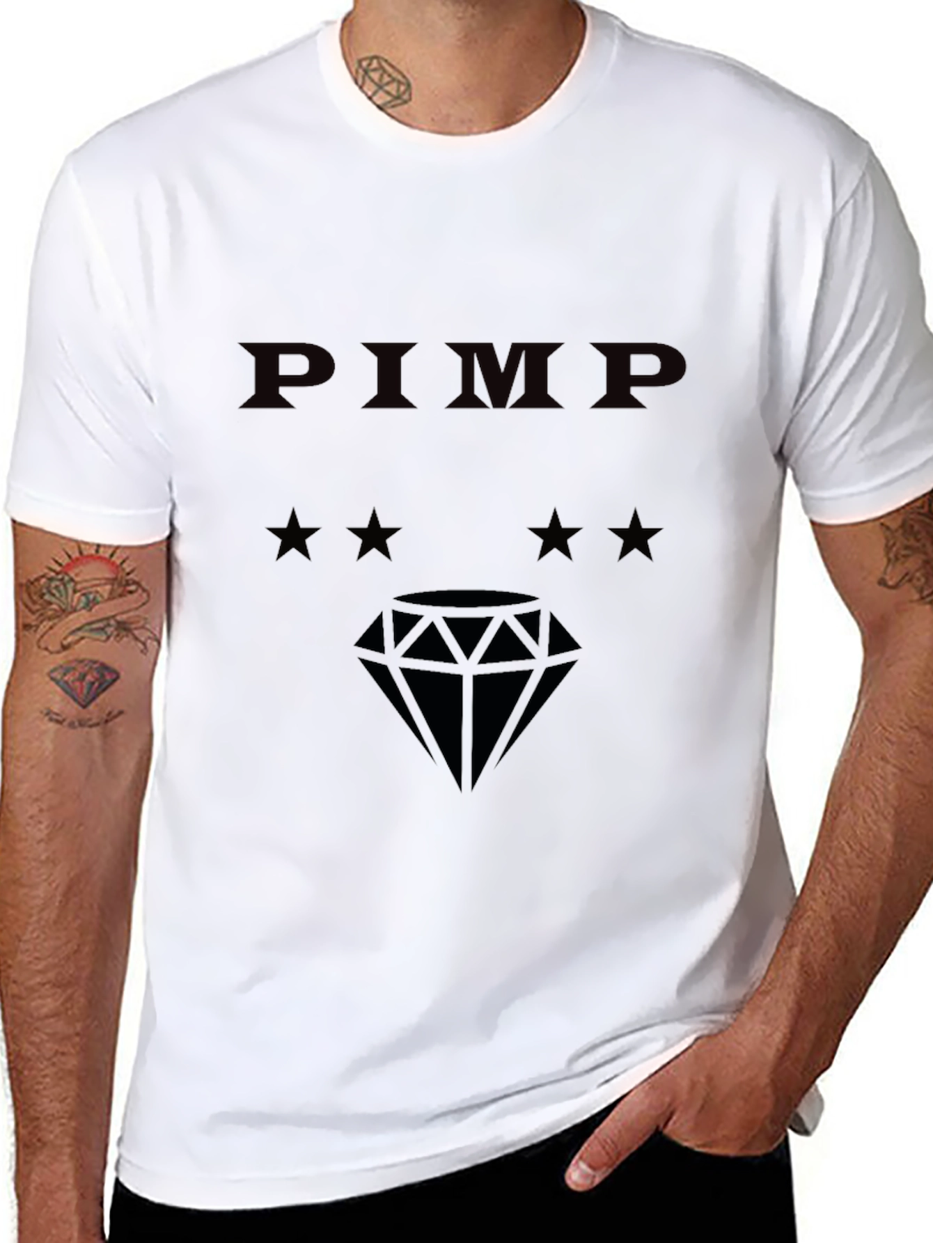 PIMP Diamond Graphic Tee - Black Cotton Blend