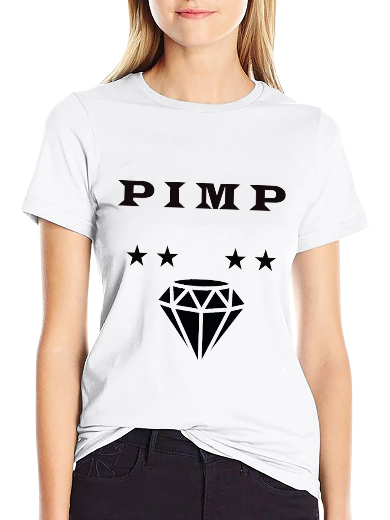 PIMP Diamond Graphic Tee - Black Cotton Blend