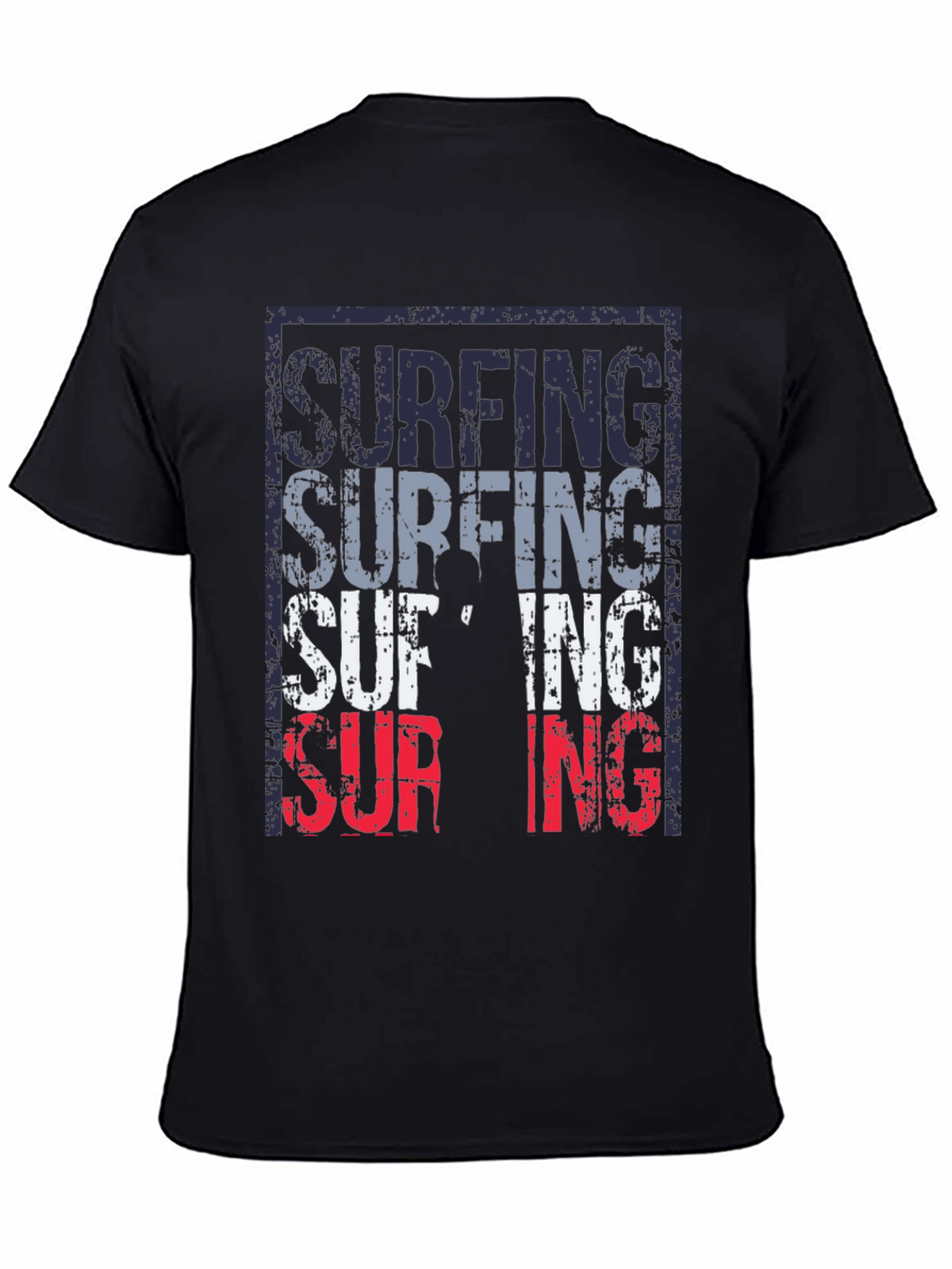 Surfing Graphic T-Shirt Black Mens Fashion Tee