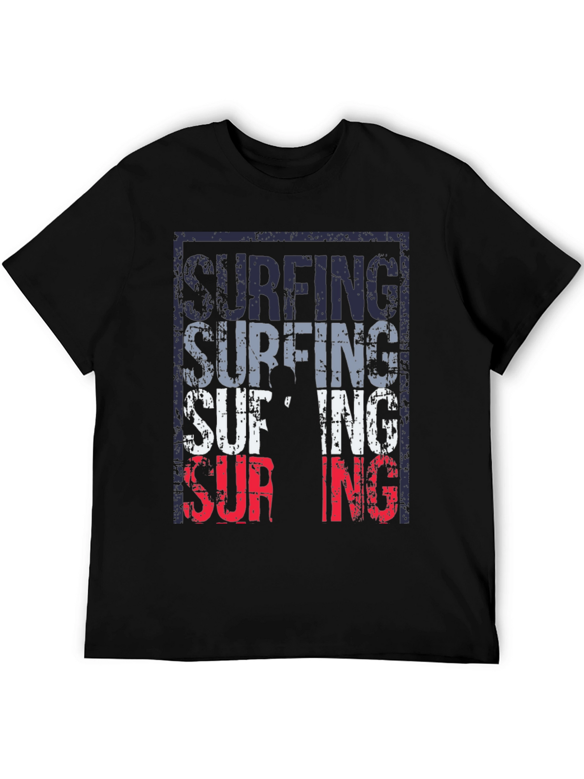 Surfing Graphic T-Shirt Black Mens Fashion Tee