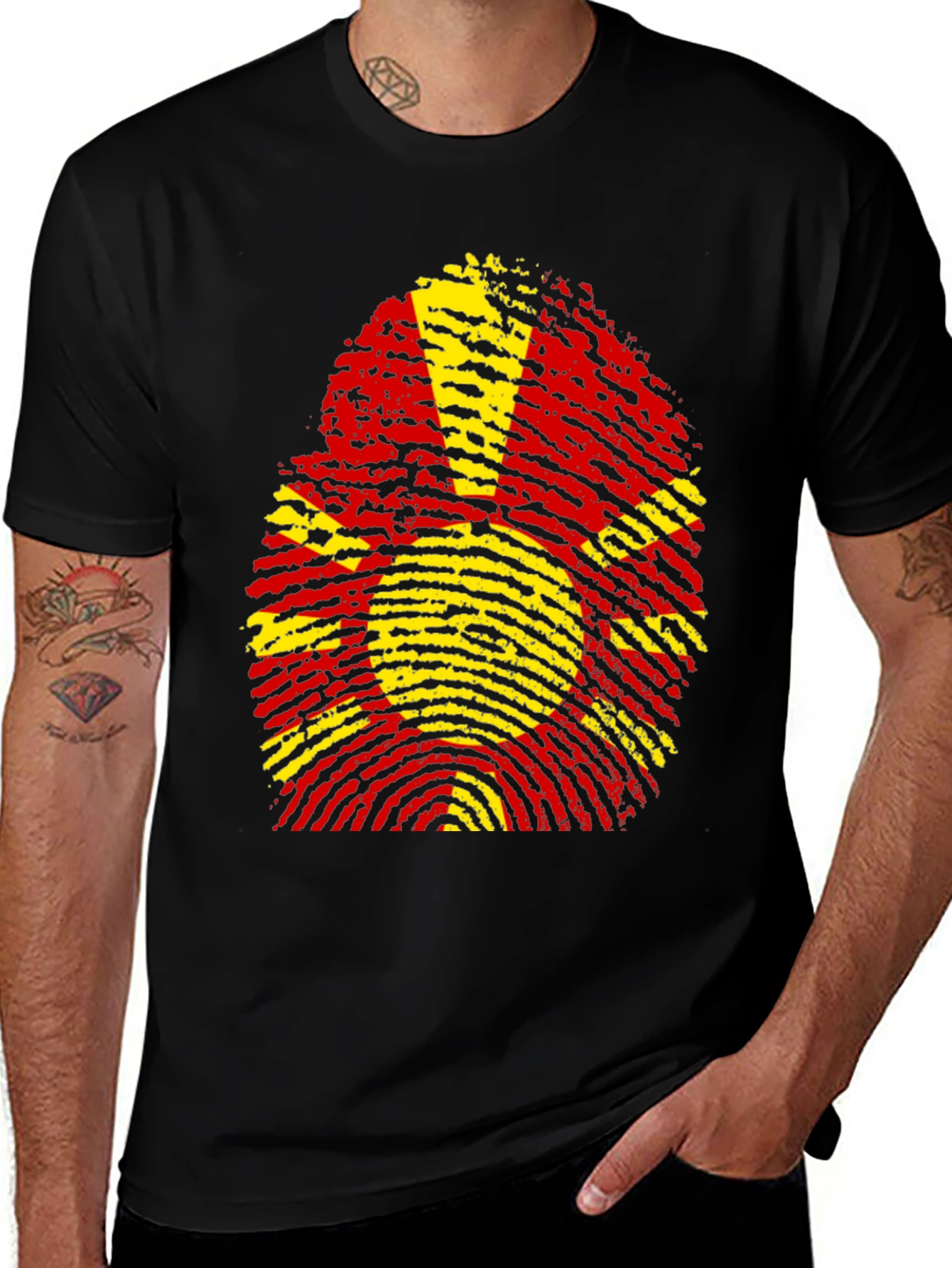 Macedonia Flag Fingerprint Graphic T-Shirt