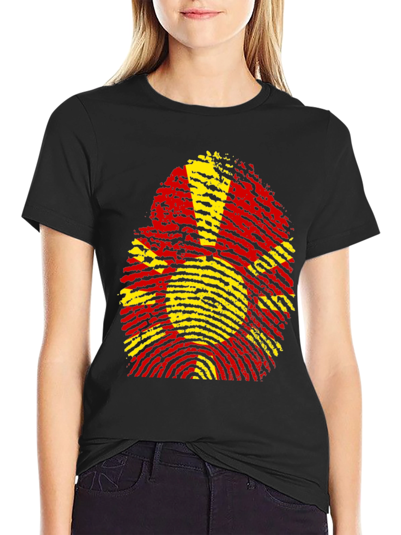 Macedonia Flag Fingerprint Graphic T-Shirt