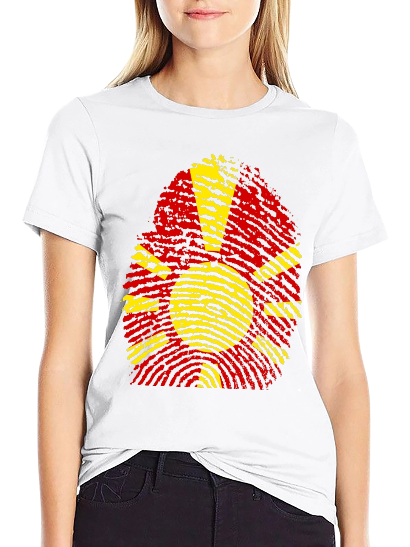 Macedonia Flag Fingerprint Graphic T-Shirt