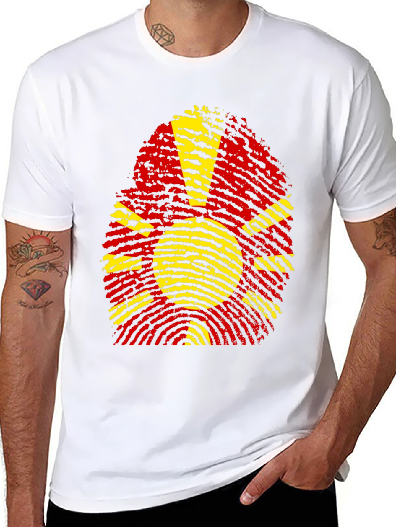 Macedonia Flag Fingerprint Graphic T-Shirt