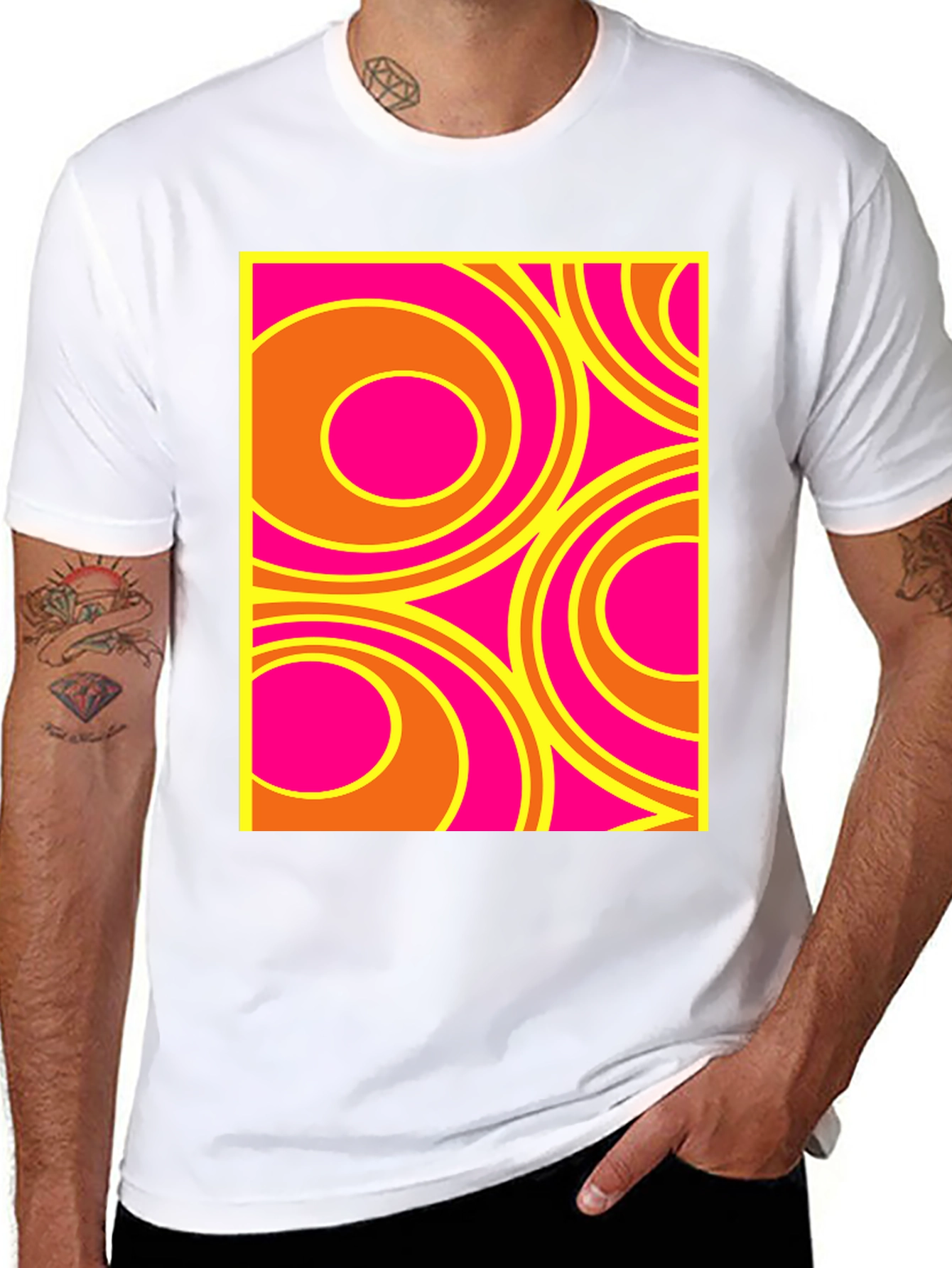 Retro Circle Pattern T-Shirt - Bold Graphic Tee