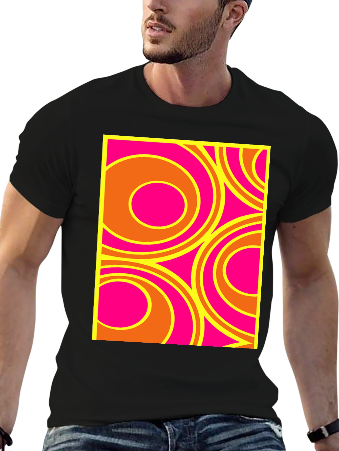 Retro Circle Pattern T-Shirt - Bold Graphic Tee