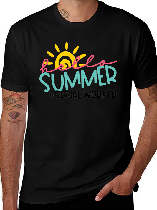 Hello Summer Social Worker Black T-Shirt