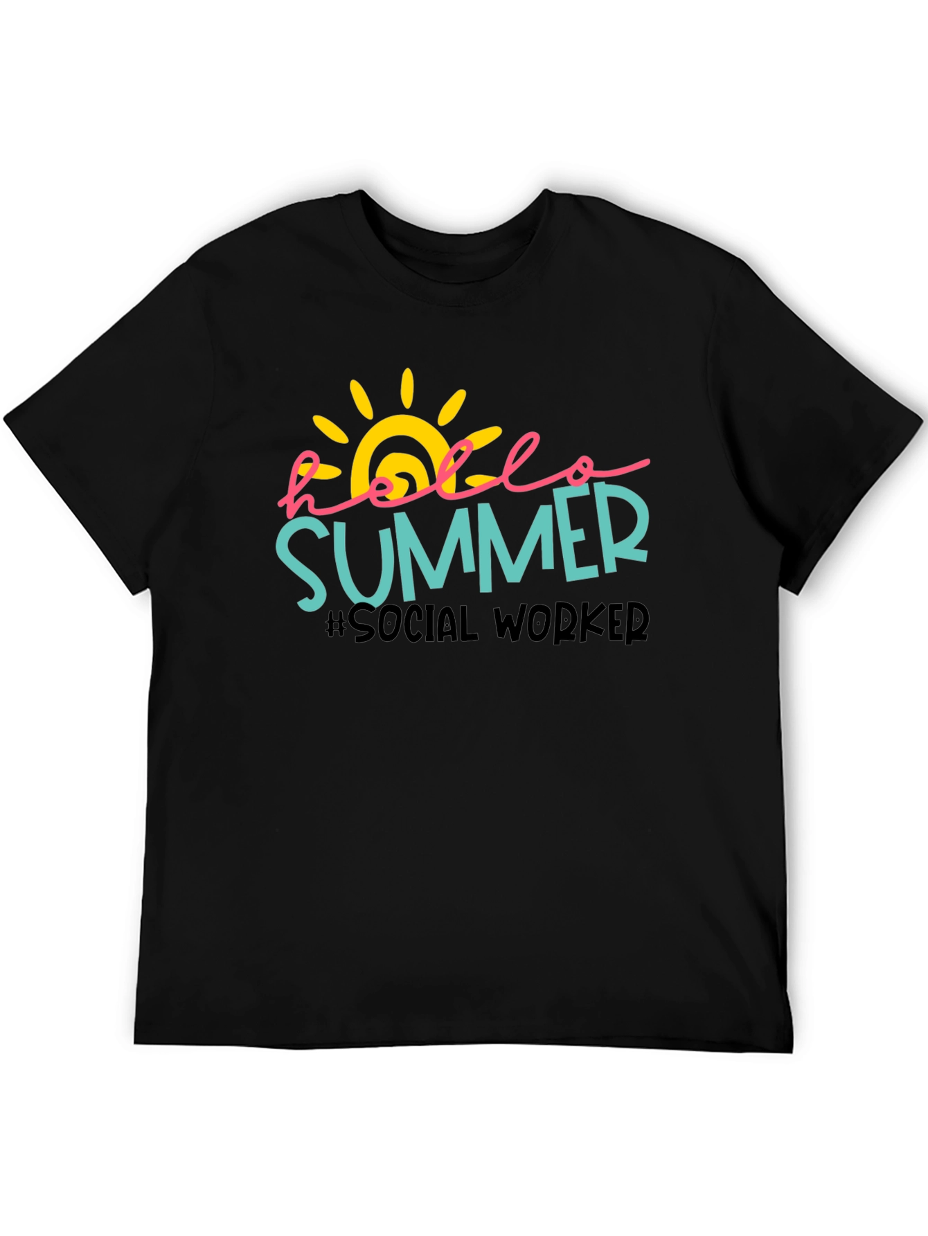 Hello Summer Social Worker Black T-Shirt