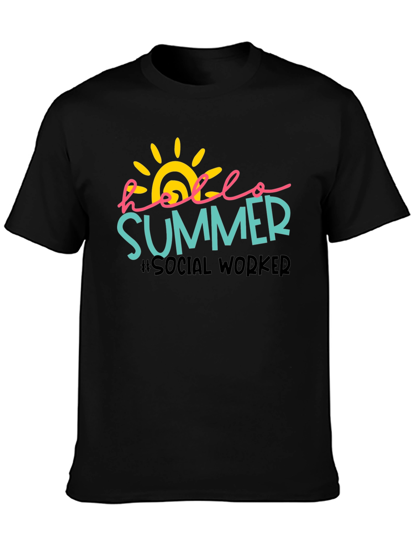 Hello Summer Social Worker Black T-Shirt