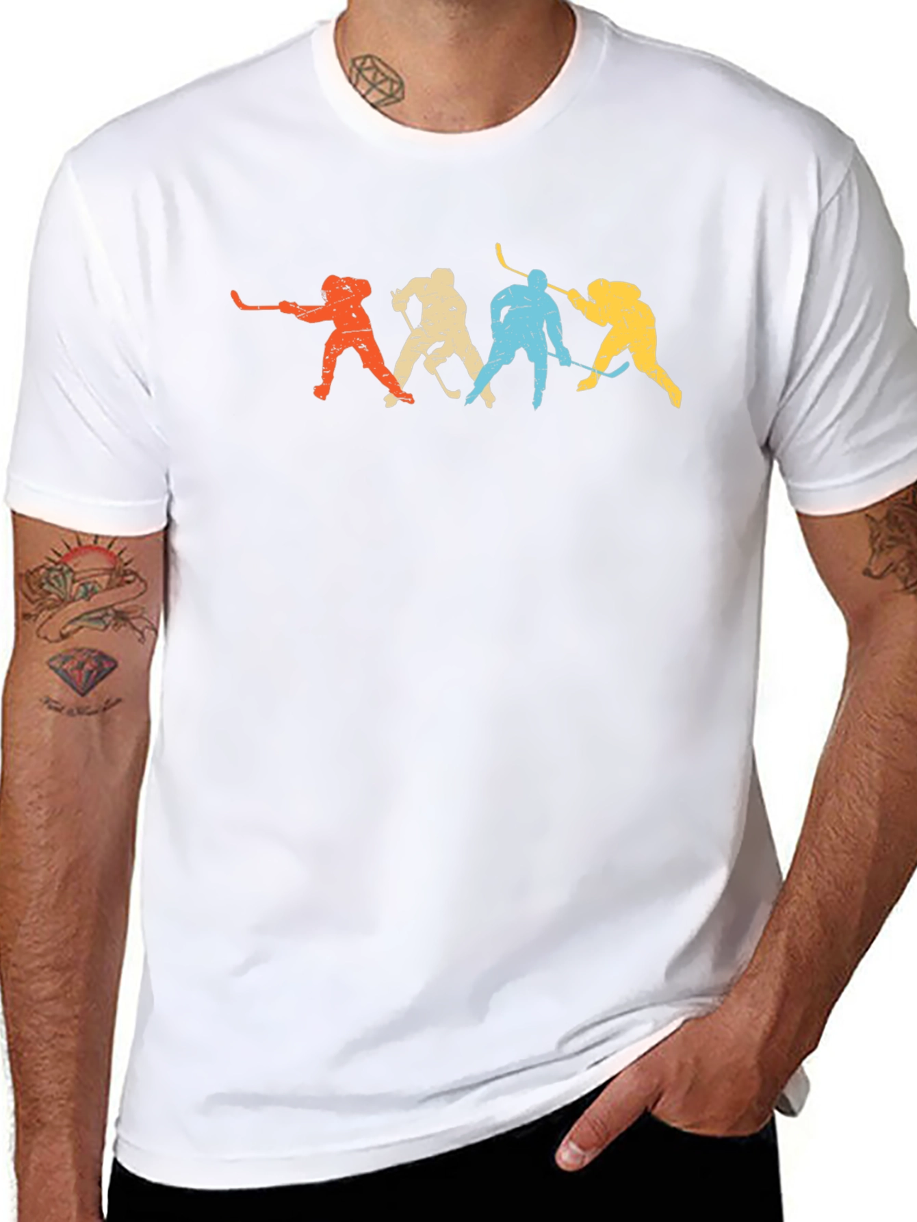 Retro Hockey Player Graphic Tee - Classic Fit