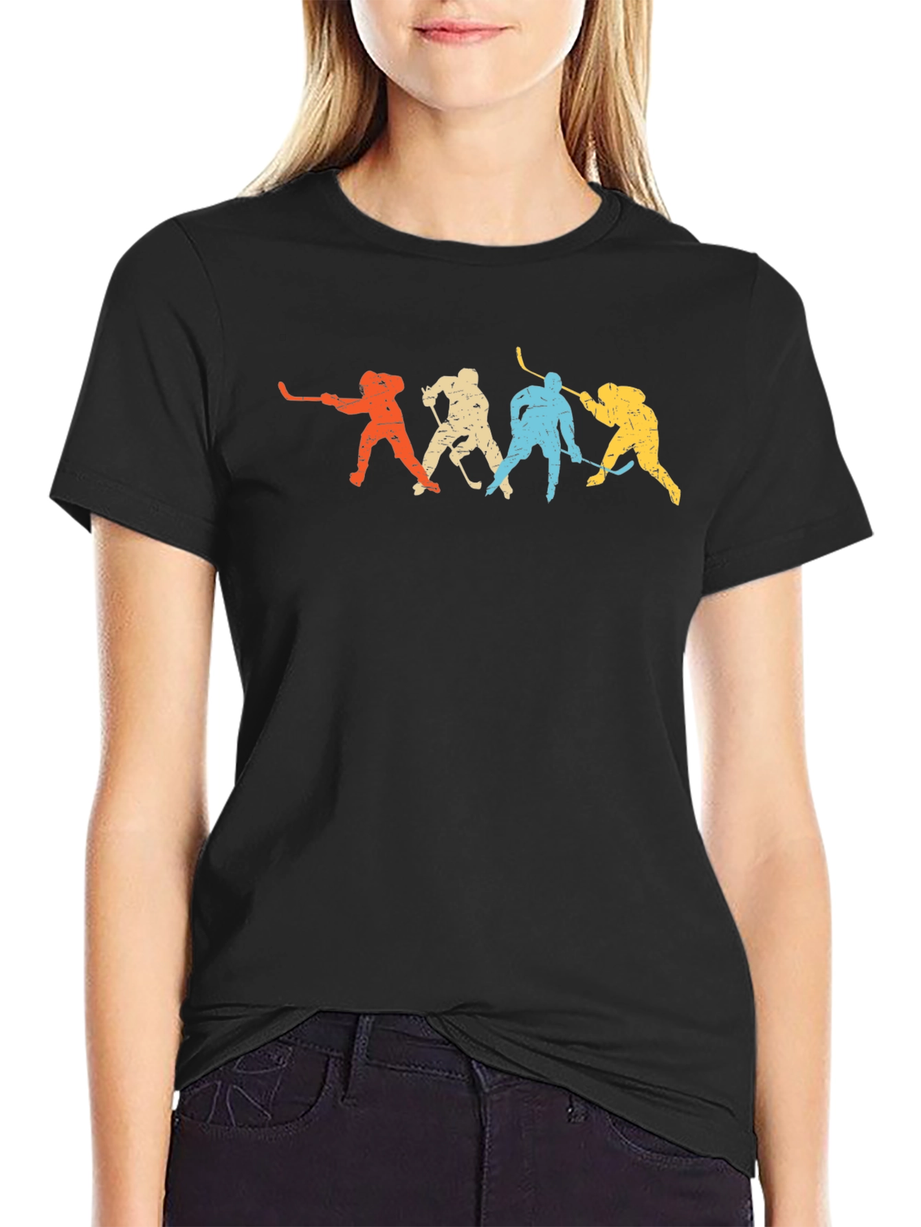 Retro Hockey Player Graphic Tee - Classic Fit