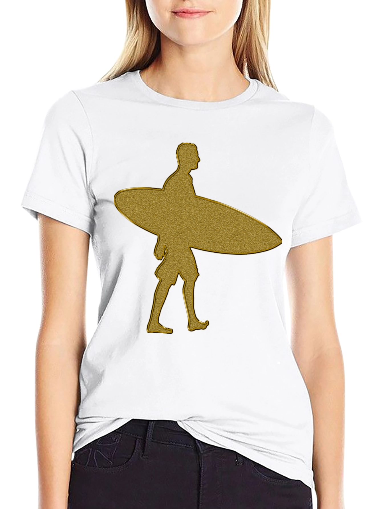 Gold Surfer Graphic T-Shirt - Black Cotton Tee