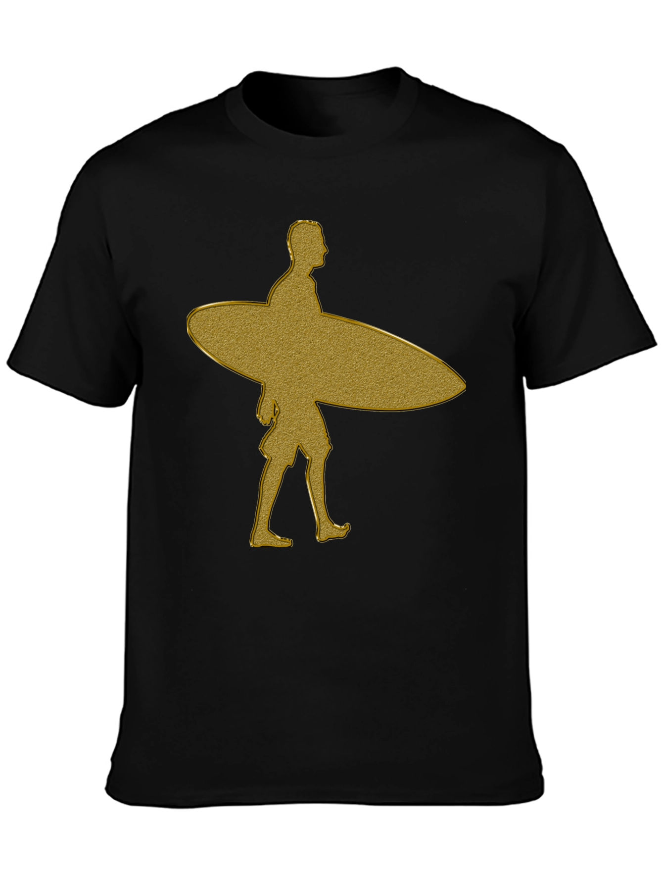 Gold Surfer Graphic T-Shirt - Black Cotton Tee