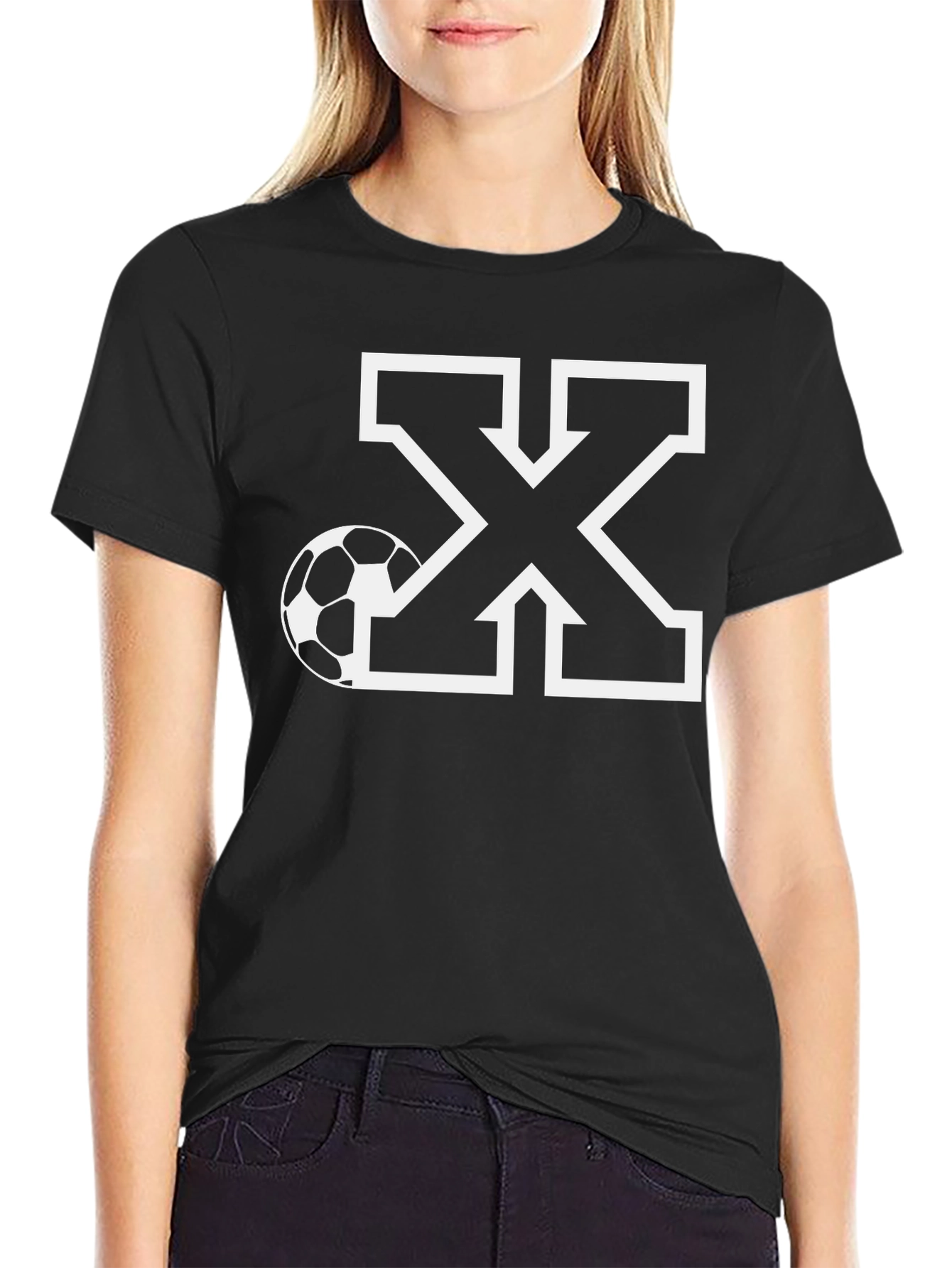 Soccer Initial X Black T-Shirt
