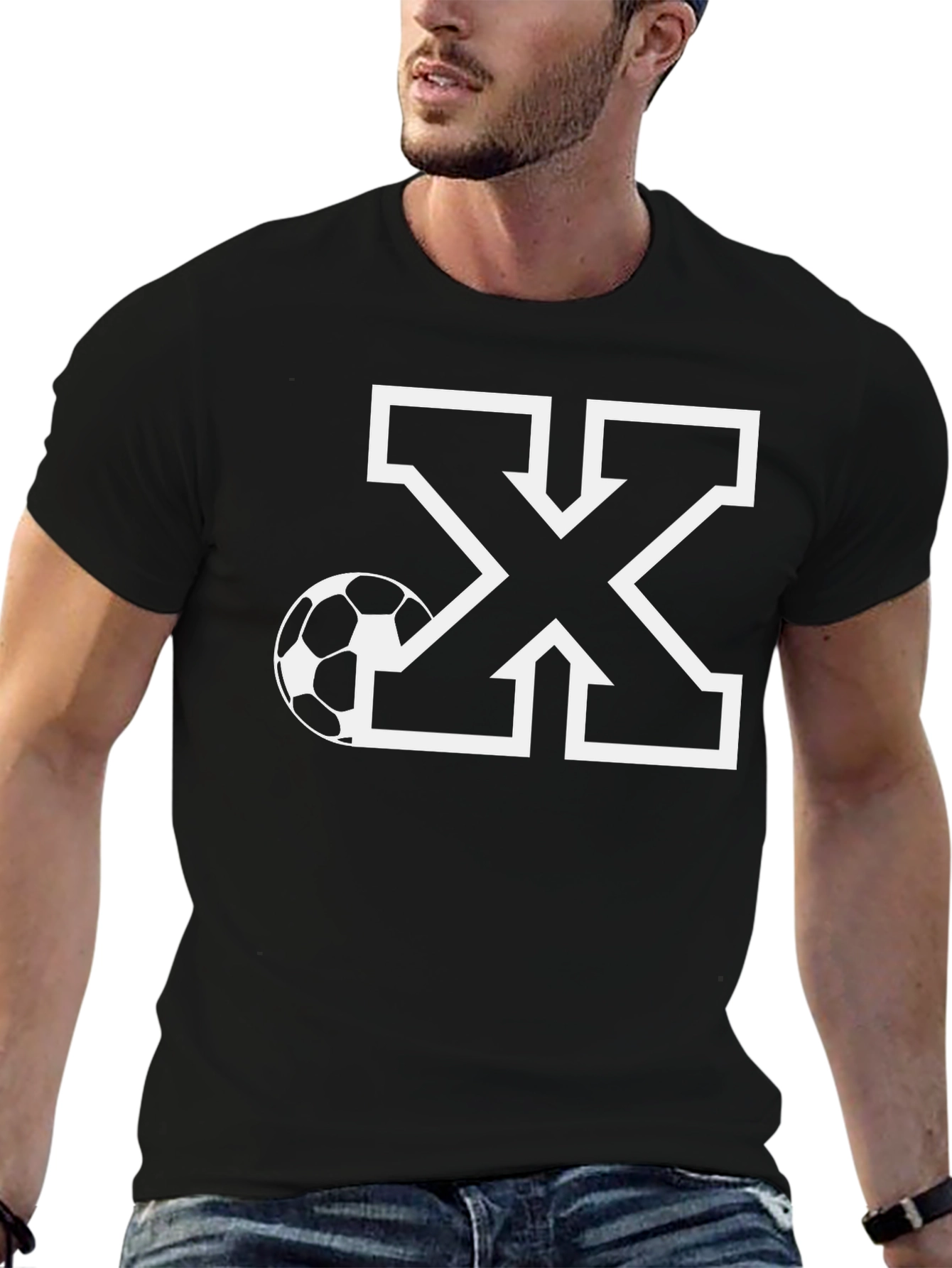 Soccer Initial X Black T-Shirt