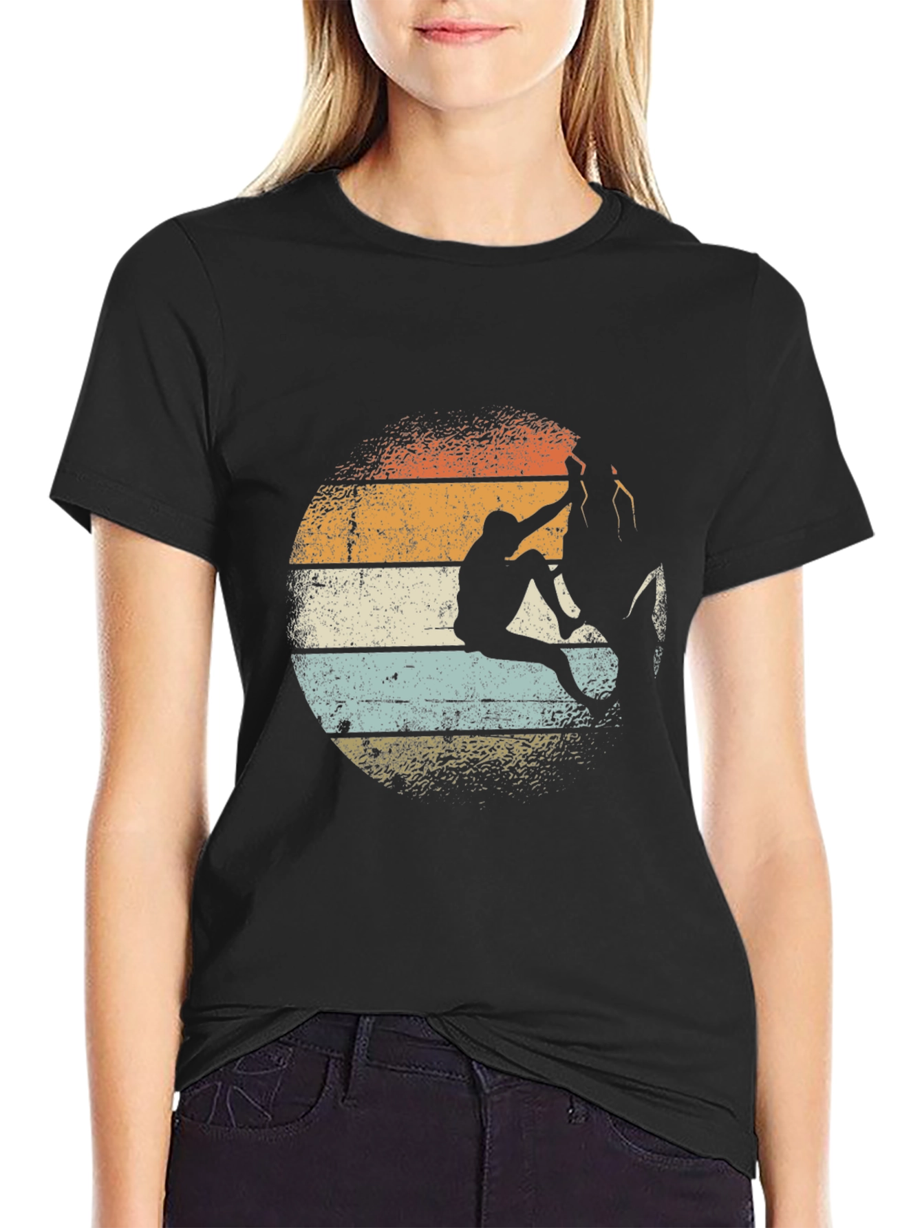 Climbing Retro Graphic Tee - Black