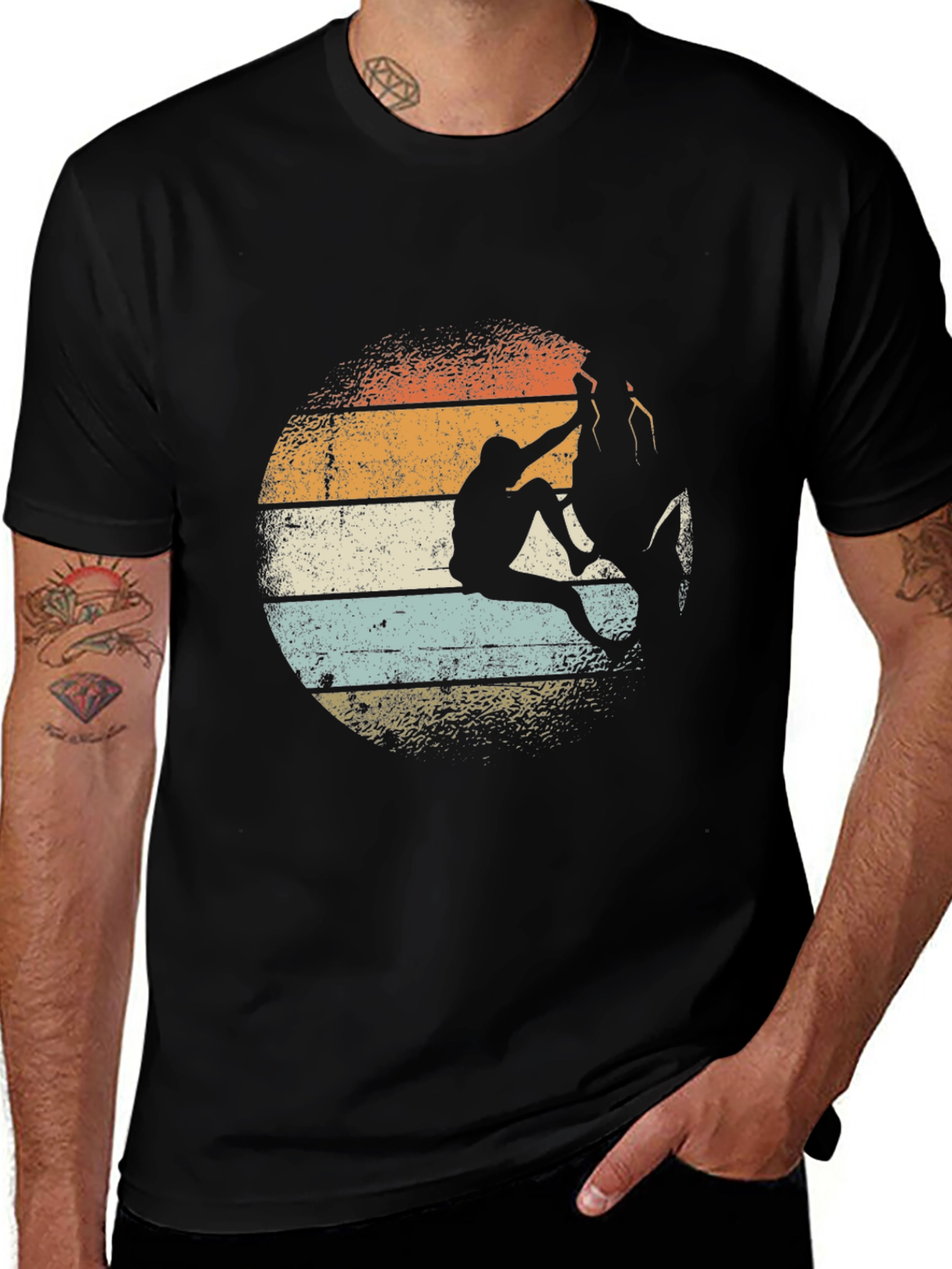 Climbing Retro Graphic Tee - Black