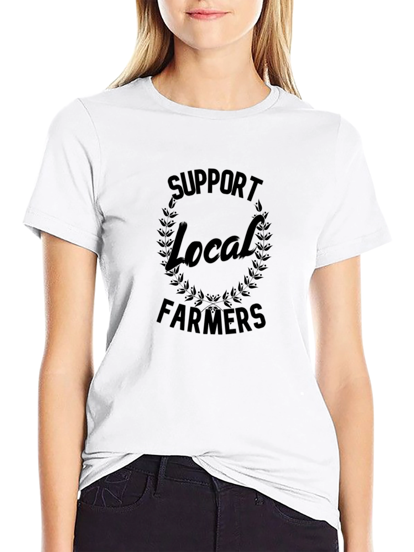 Support Local Farmers Black Graphic T-Shirt