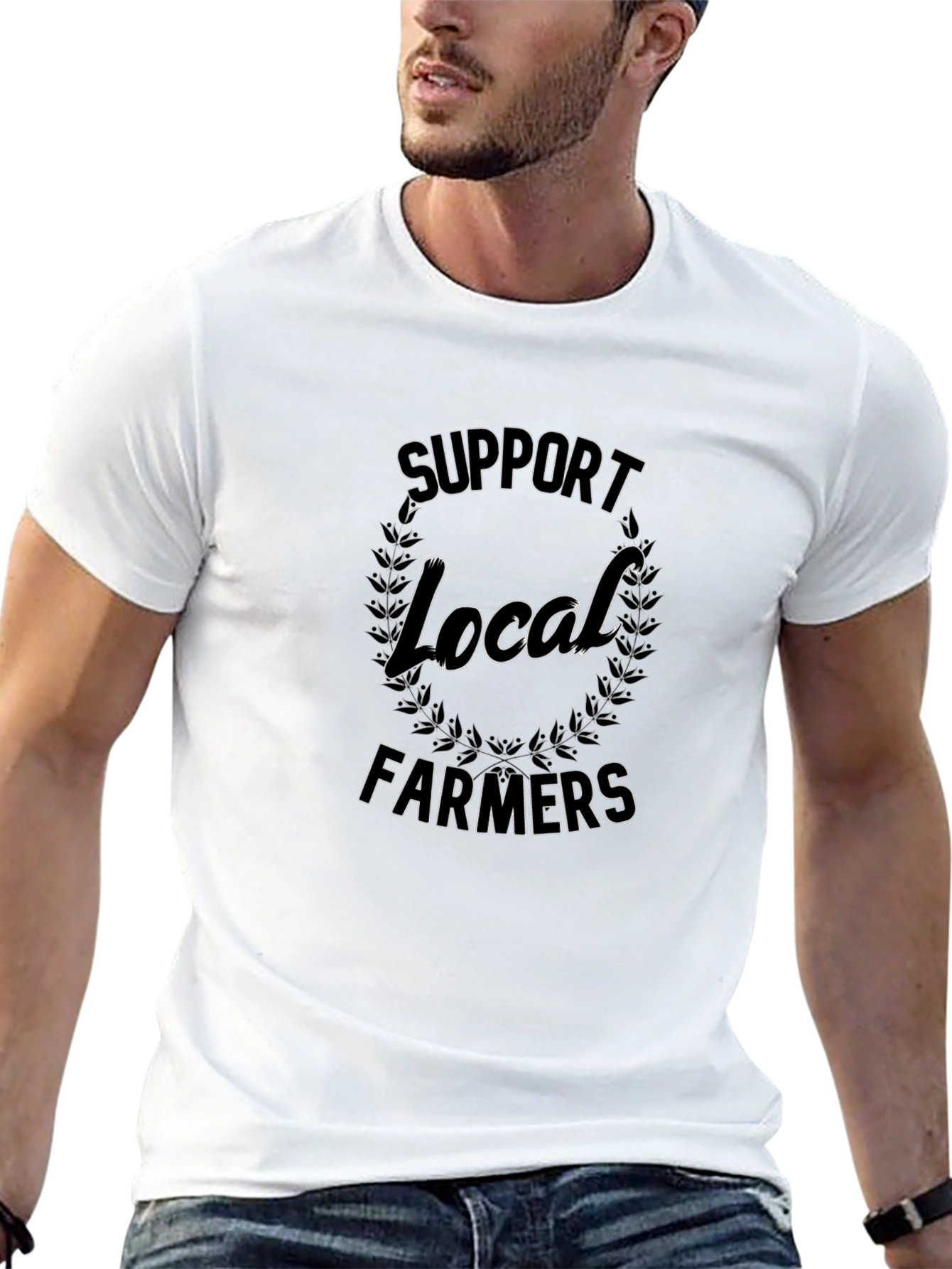 Support Local Farmers Black Graphic T-Shirt