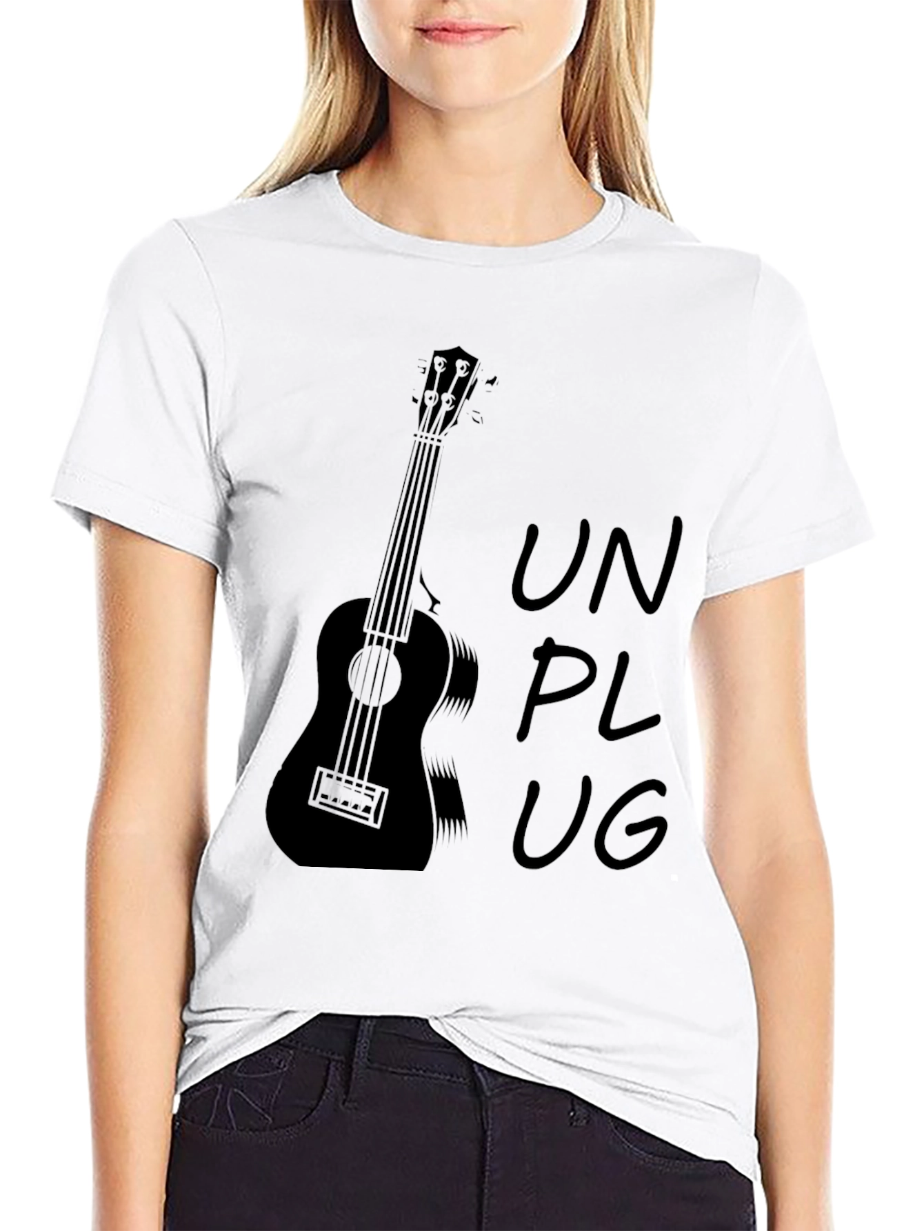 Unplug Ukulele Graphic Tee - Black
