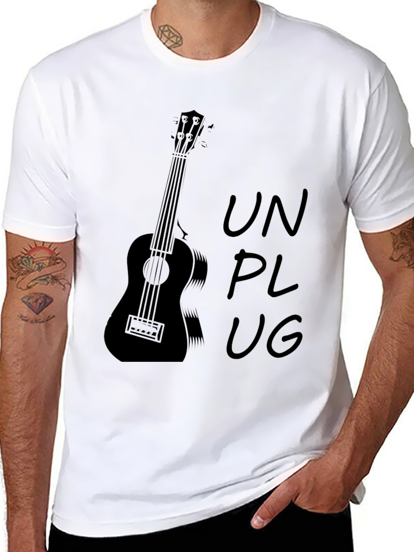 Unplug Ukulele Graphic Tee - Black