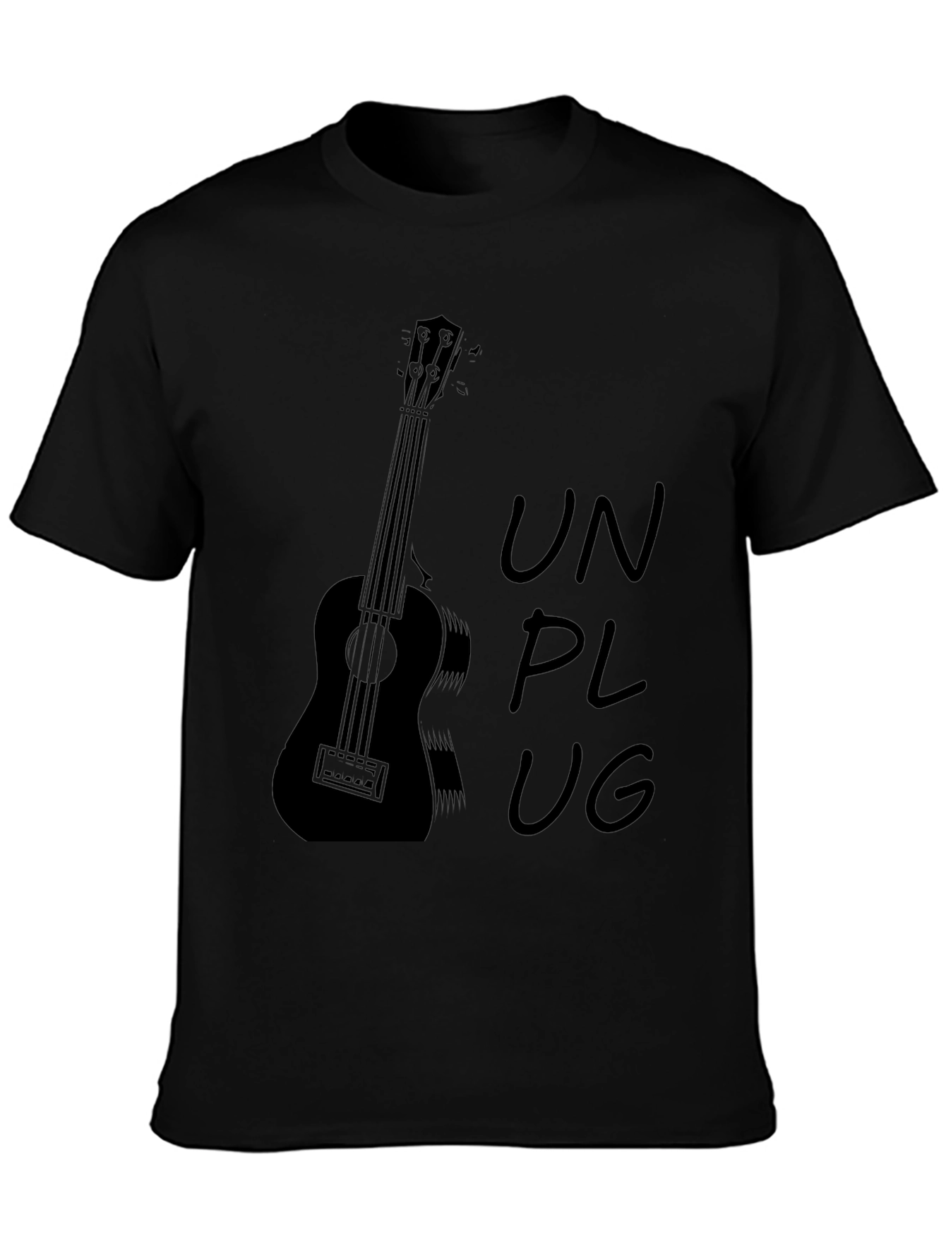 Unplug Ukulele Graphic Tee - Black