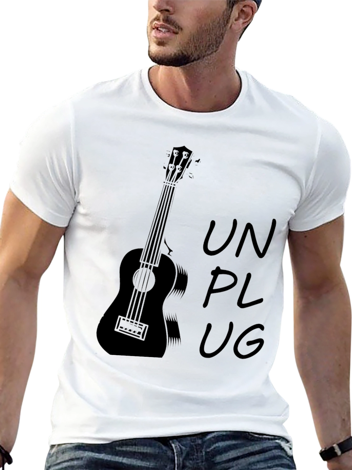 Unplug Ukulele Graphic Tee - Black
