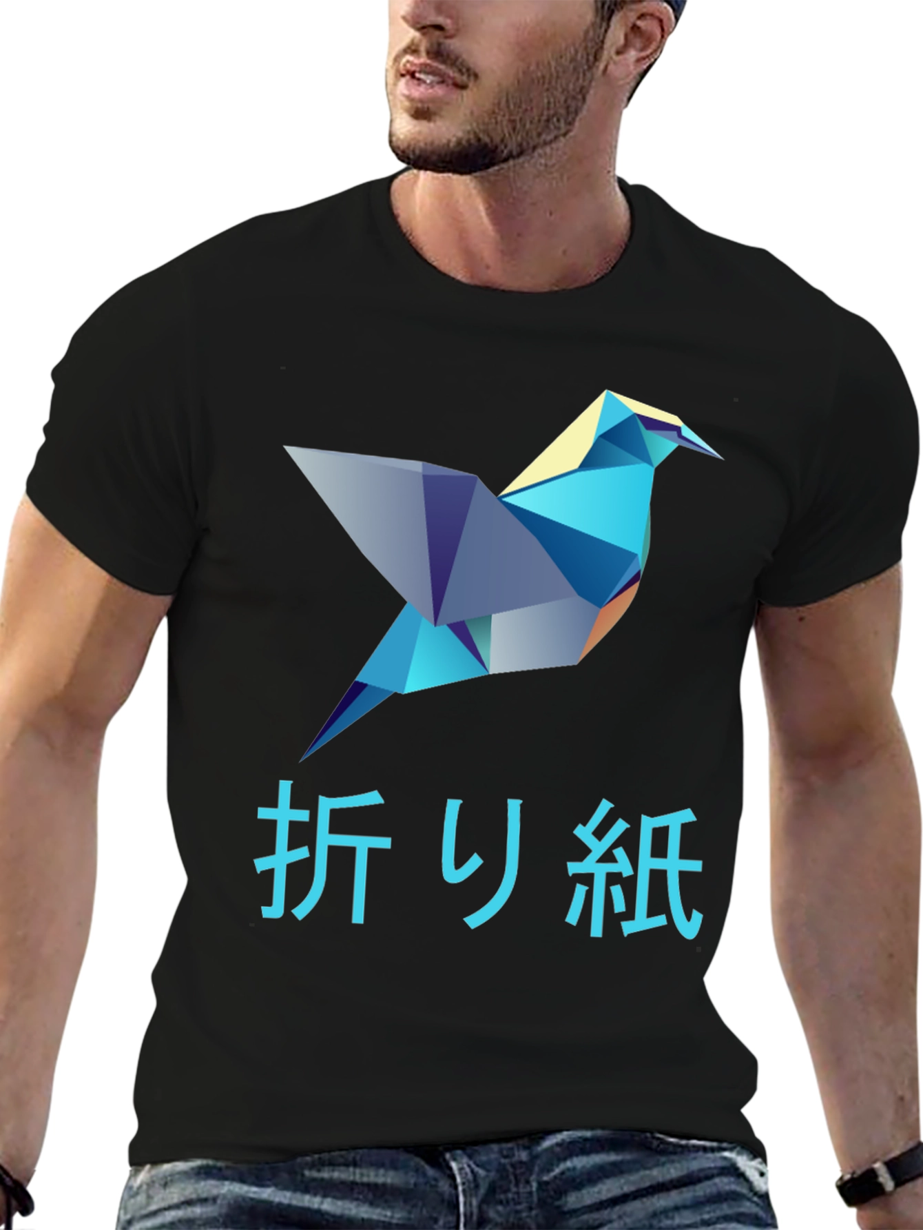 Origami Bird Graphic T-Shirt - Stylish Mens Tee