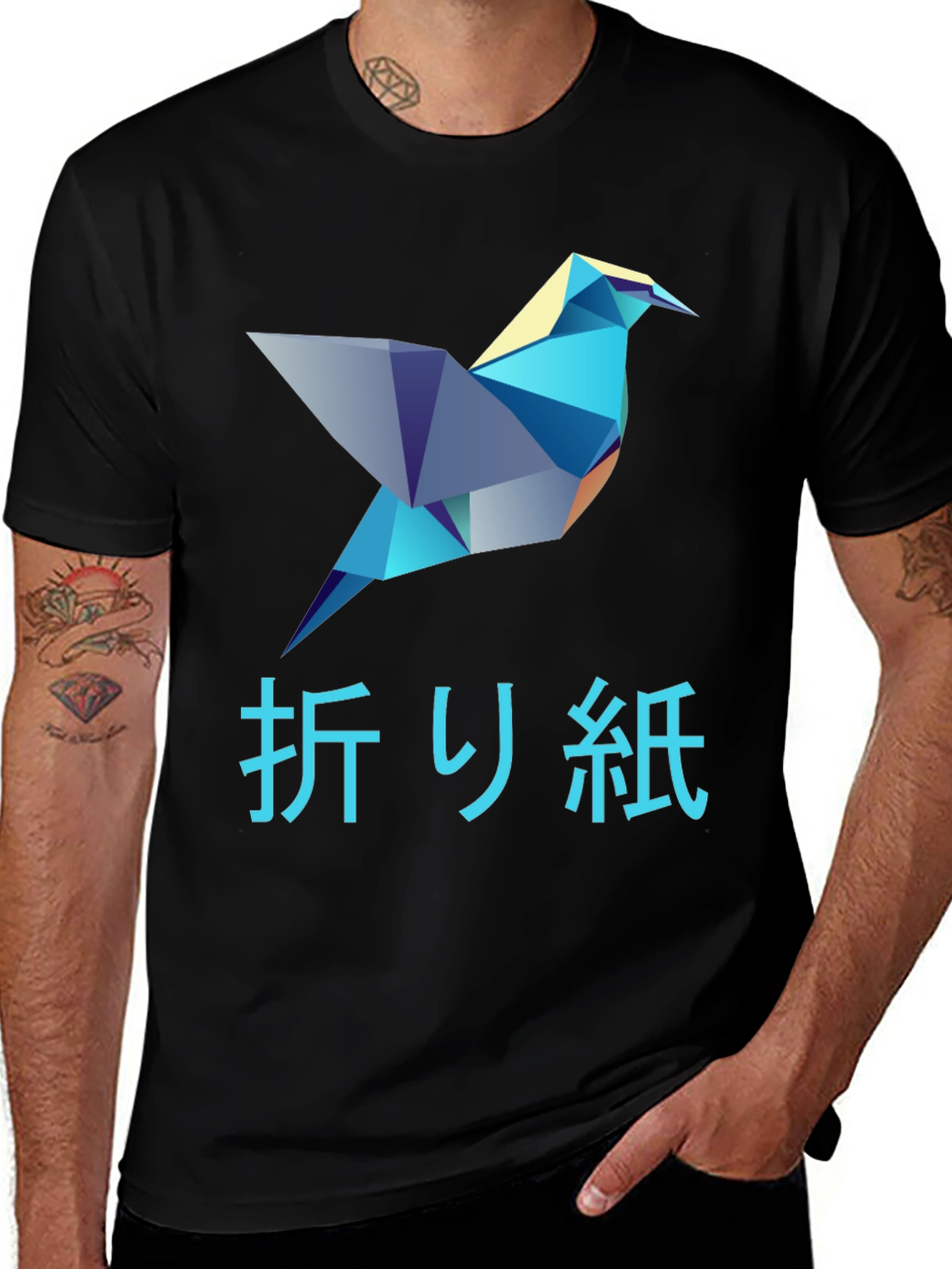 Origami Bird Graphic T-Shirt - Stylish Mens Tee