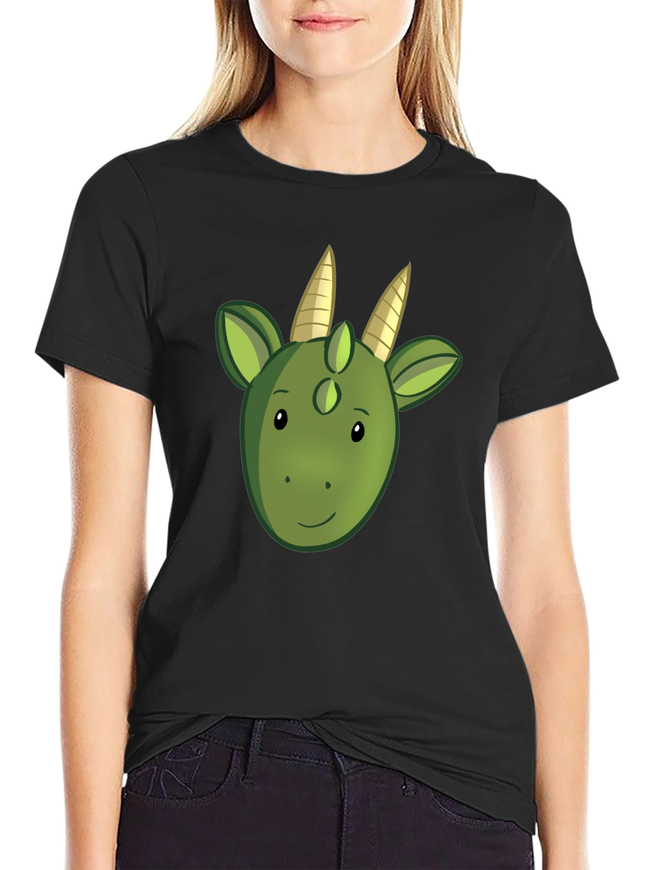 Cute Dragon Graphic Tee - Black