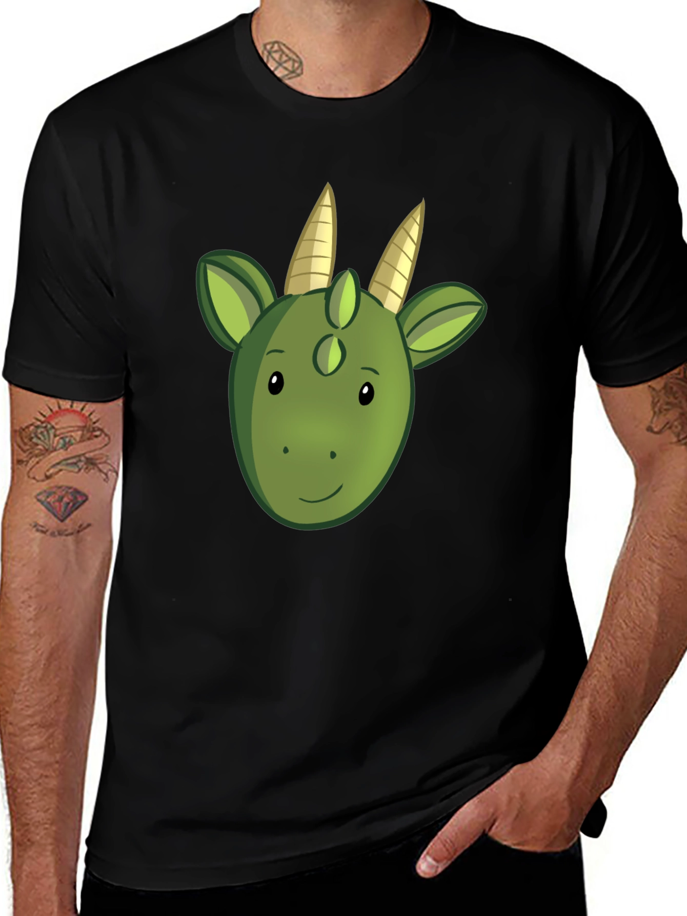 Cute Dragon Graphic Tee - Black
