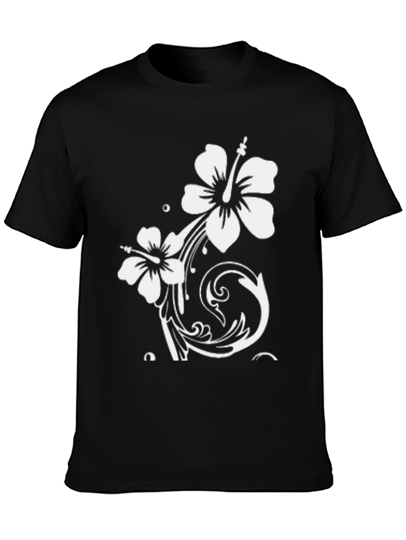 Floral Print Tee - Black Casual Shirt