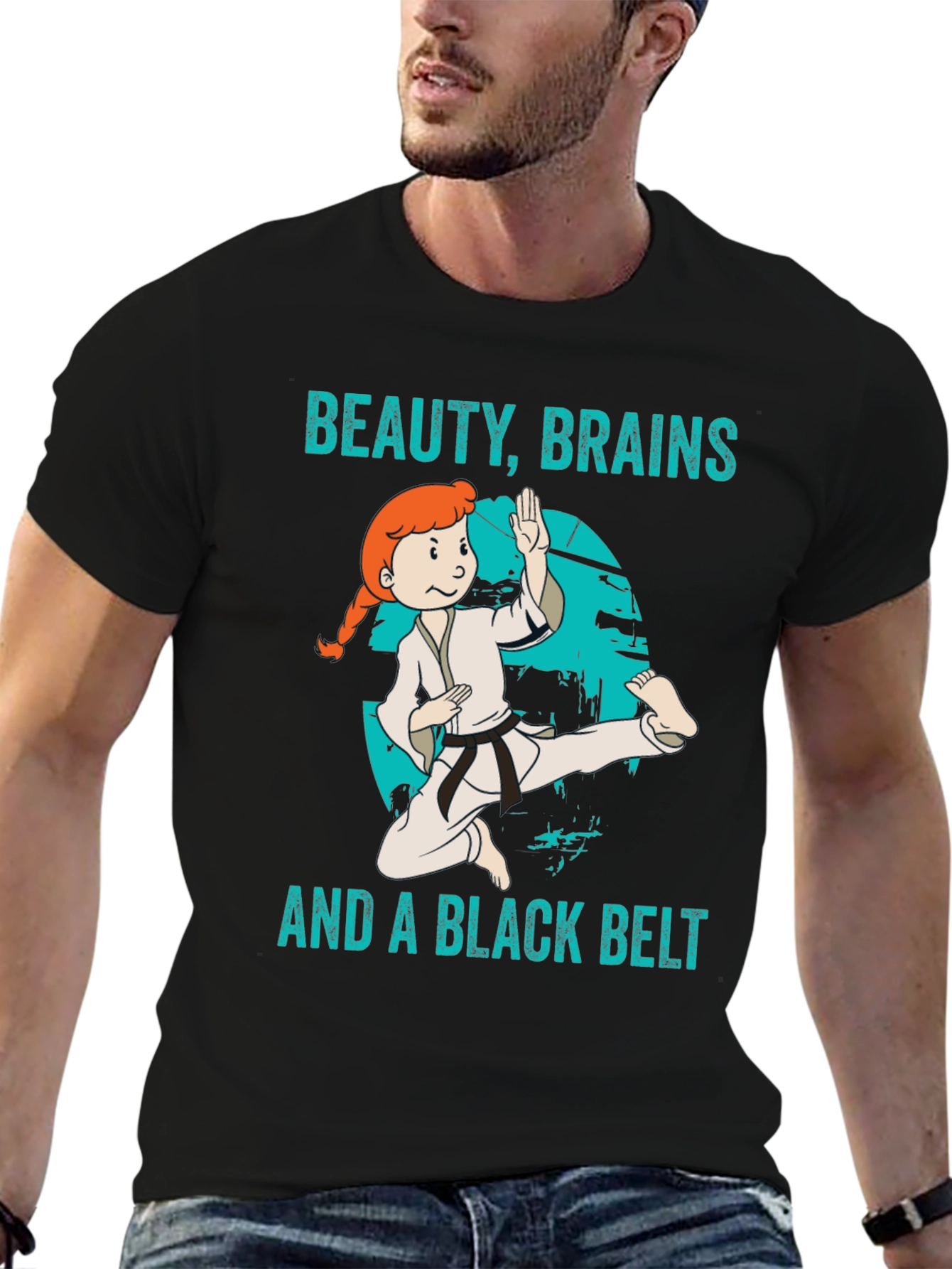 Beauty Brains Black Belt Karate Graphic Tee