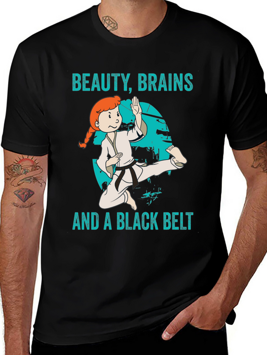Beauty Brains Black Belt Karate Graphic Tee