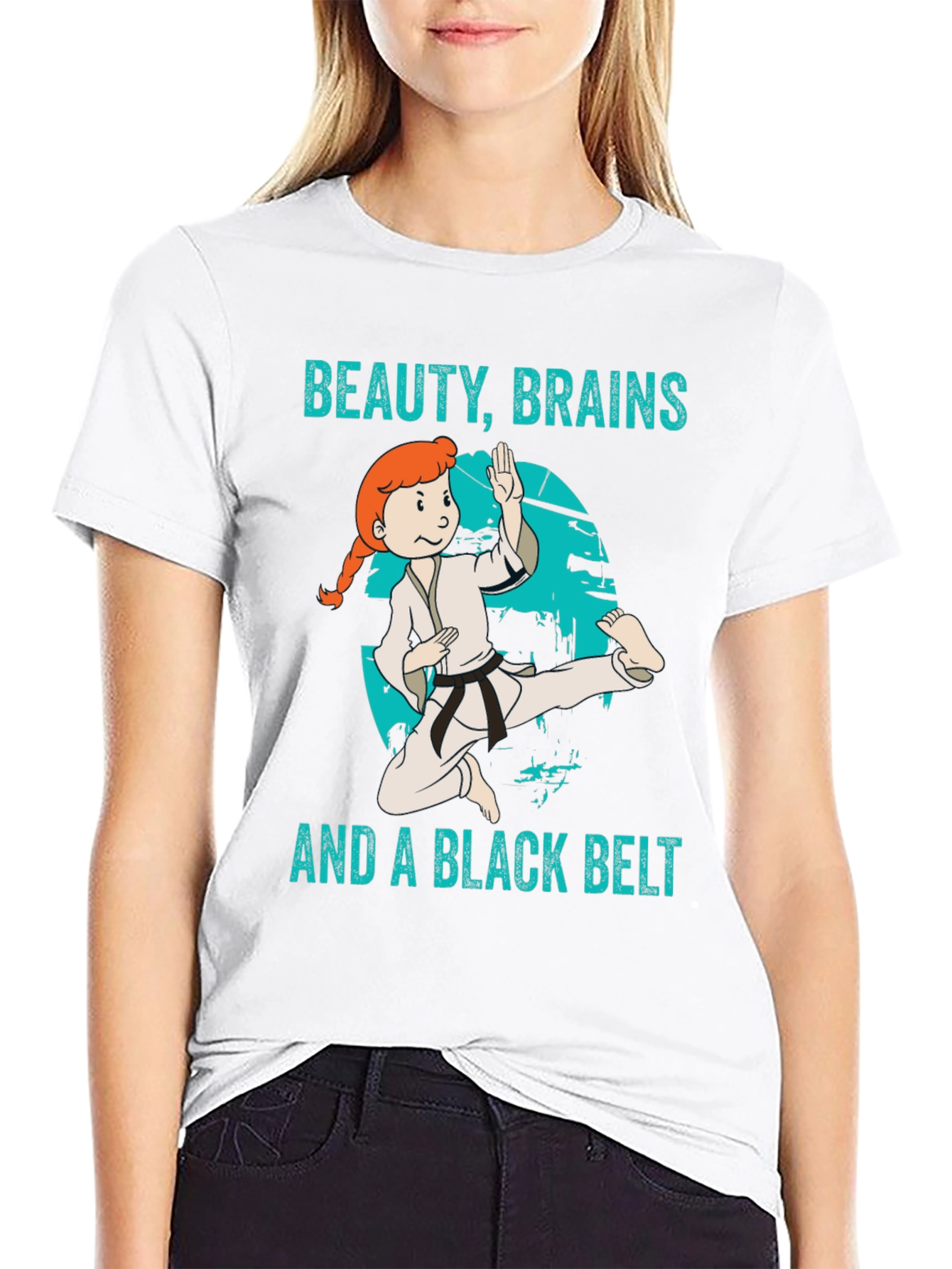 Beauty Brains Black Belt Karate Graphic Tee