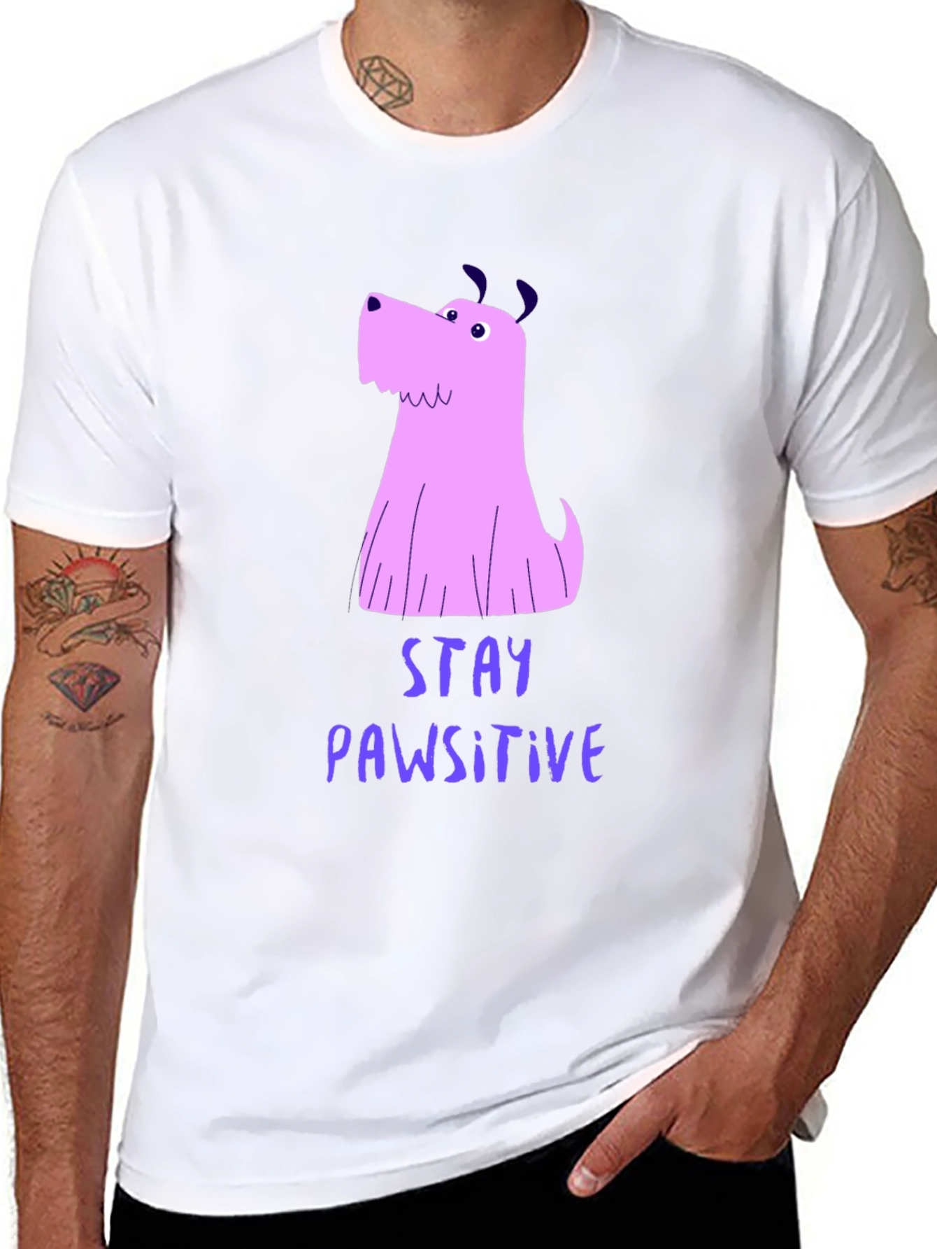 Stay Pawsitive Graphic Tee - Black