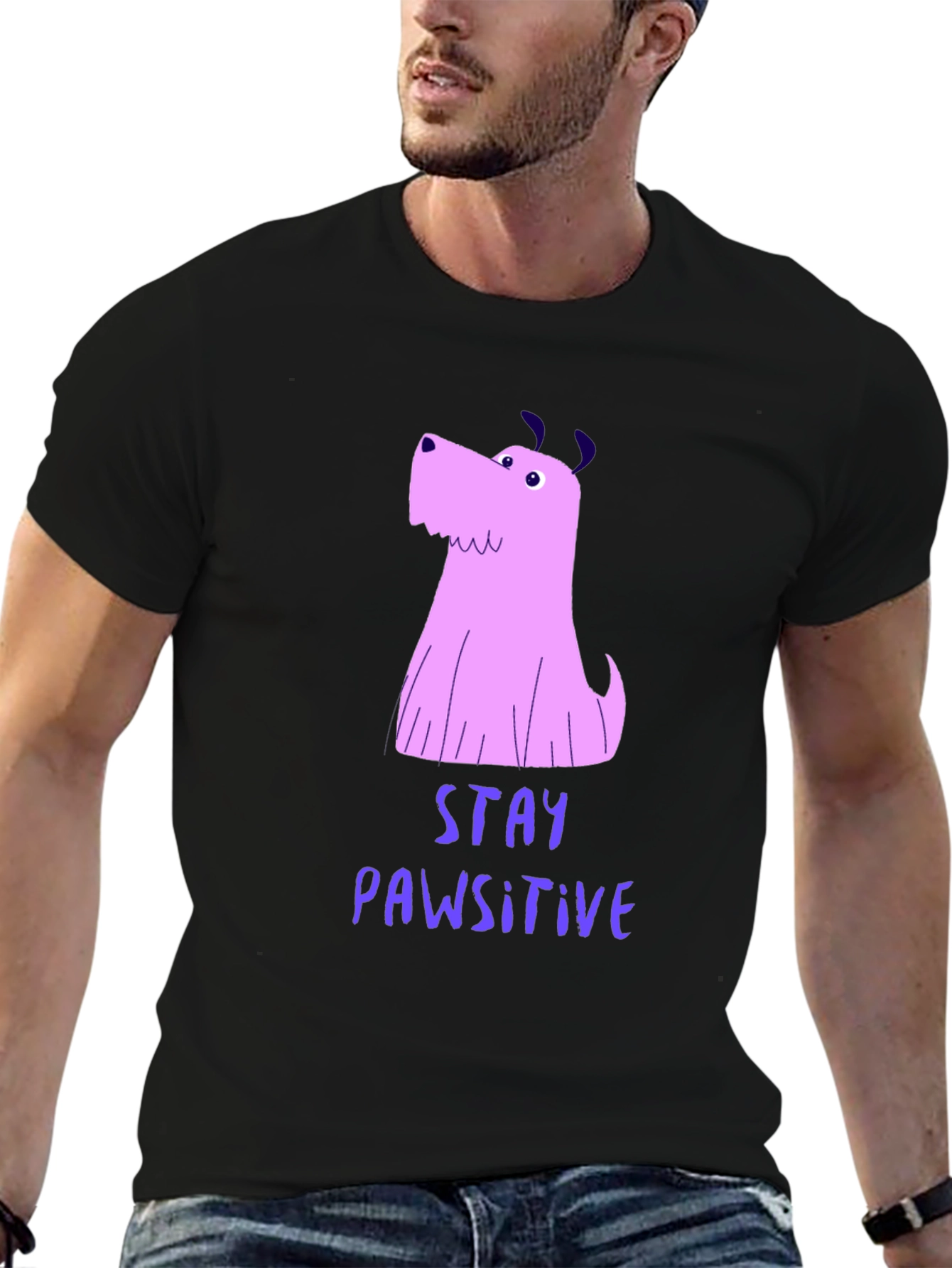 Stay Pawsitive Graphic Tee - Black